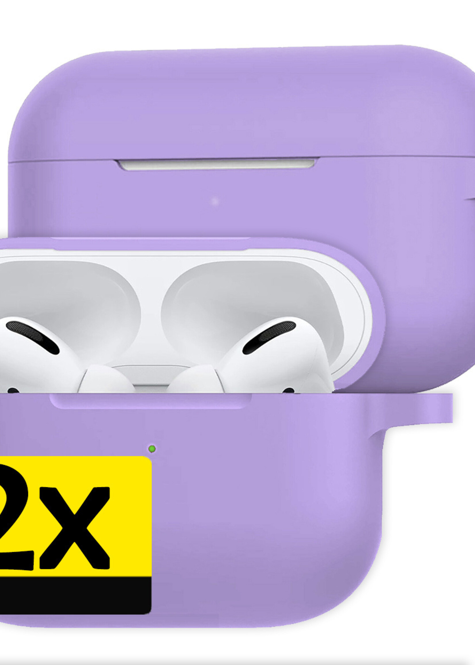 LUQ Hoesje Geschikt voor AirPods Pro 2 Hoesje Siliconen Case - Hoes Geschikt voor Apple AirPods Pro 2 Case Hoesje - Lila - 2 Stuks