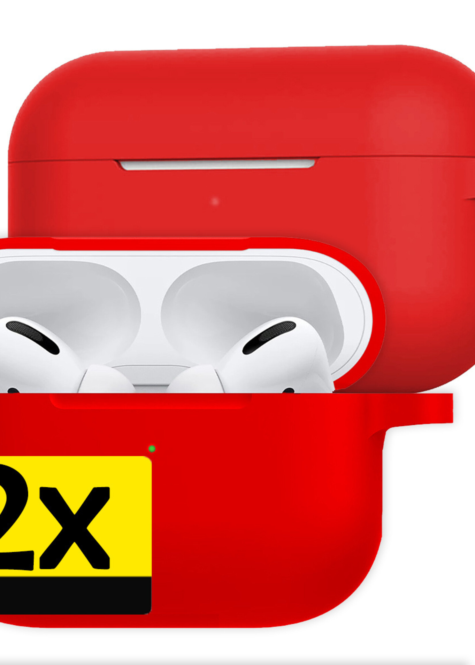 LUQ Hoesje Geschikt voor AirPods Pro 2 Hoesje Siliconen Case - Hoes Geschikt voor Apple AirPods Pro 2 Case Hoesje - Rood - 2 Stuks