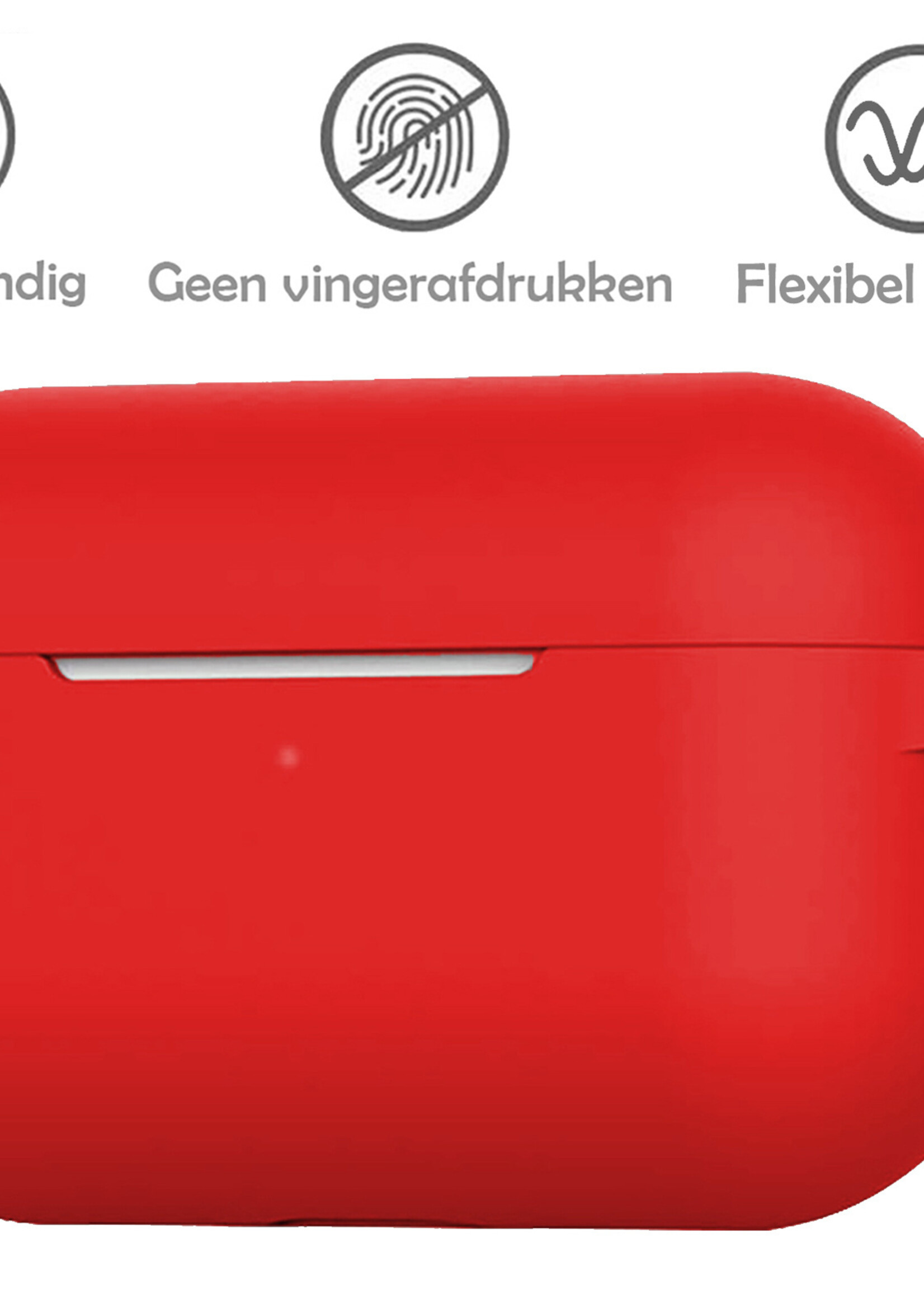 LUQ Hoesje Geschikt voor AirPods Pro 2 Hoesje Siliconen Case - Hoes Geschikt voor Apple AirPods Pro 2 Case Hoesje - Rood - 2 Stuks