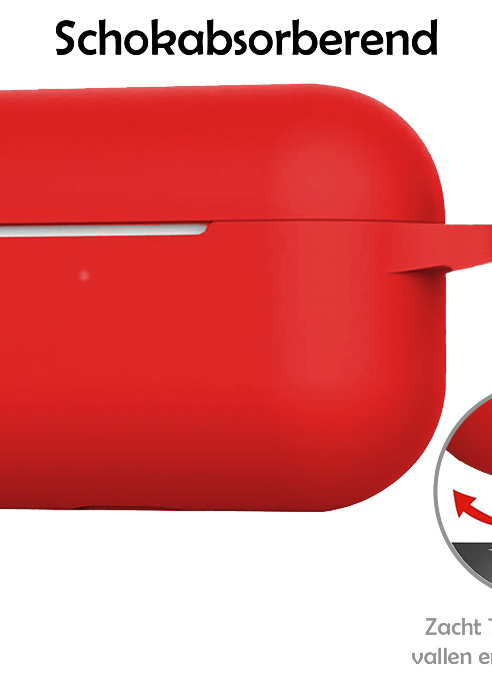 LUQ Hoesje Geschikt voor AirPods Pro 2 Hoesje Siliconen Case - Hoes Geschikt voor Apple AirPods Pro 2 Case Hoesje - Rood - 2 Stuks