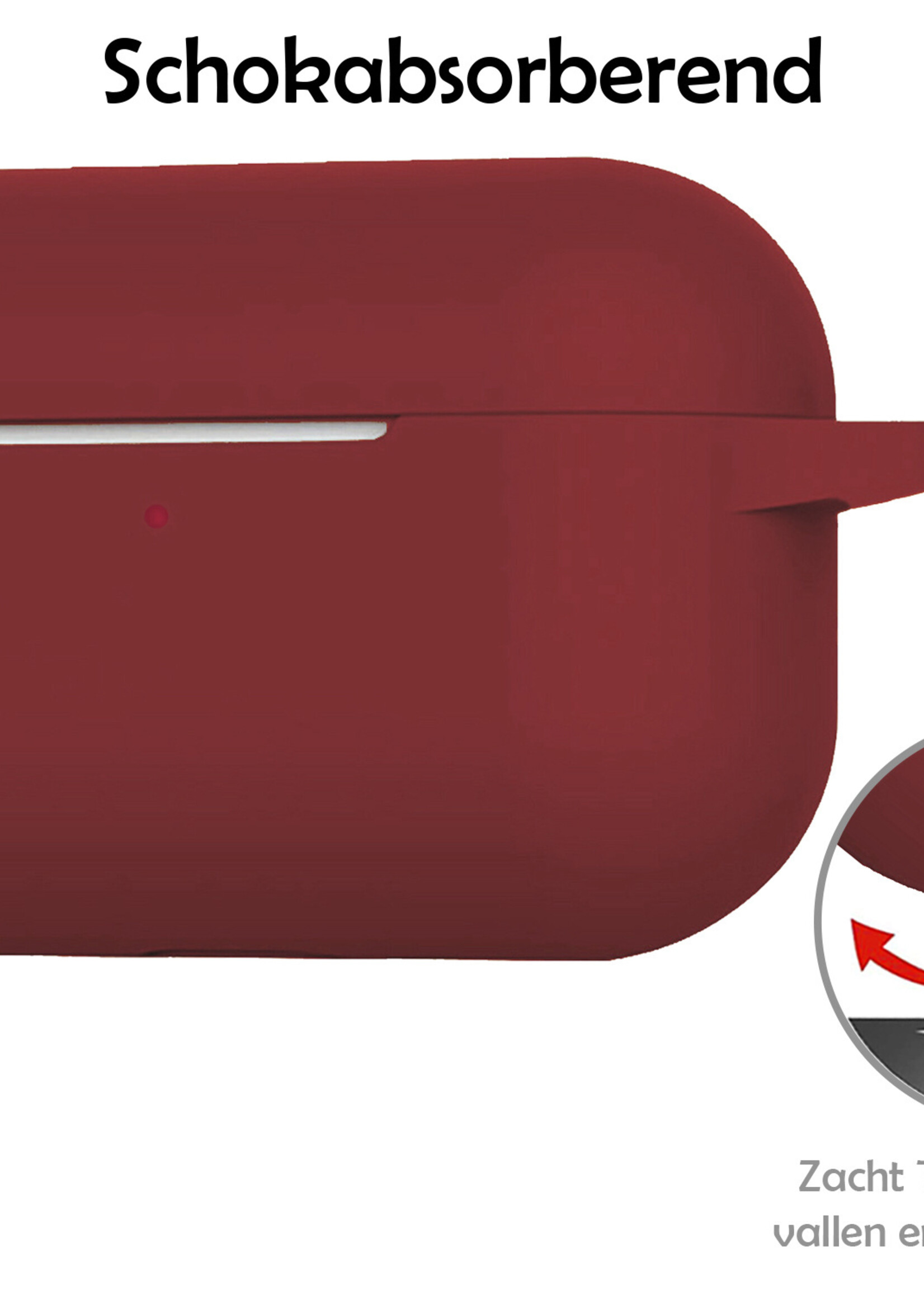 LUQ Hoesje Geschikt voor AirPods Pro 2 Hoesje Siliconen Case - Hoes Geschikt voor Apple AirPods Pro 2 Case Hoesje - Wijnrood - 2 Stuks