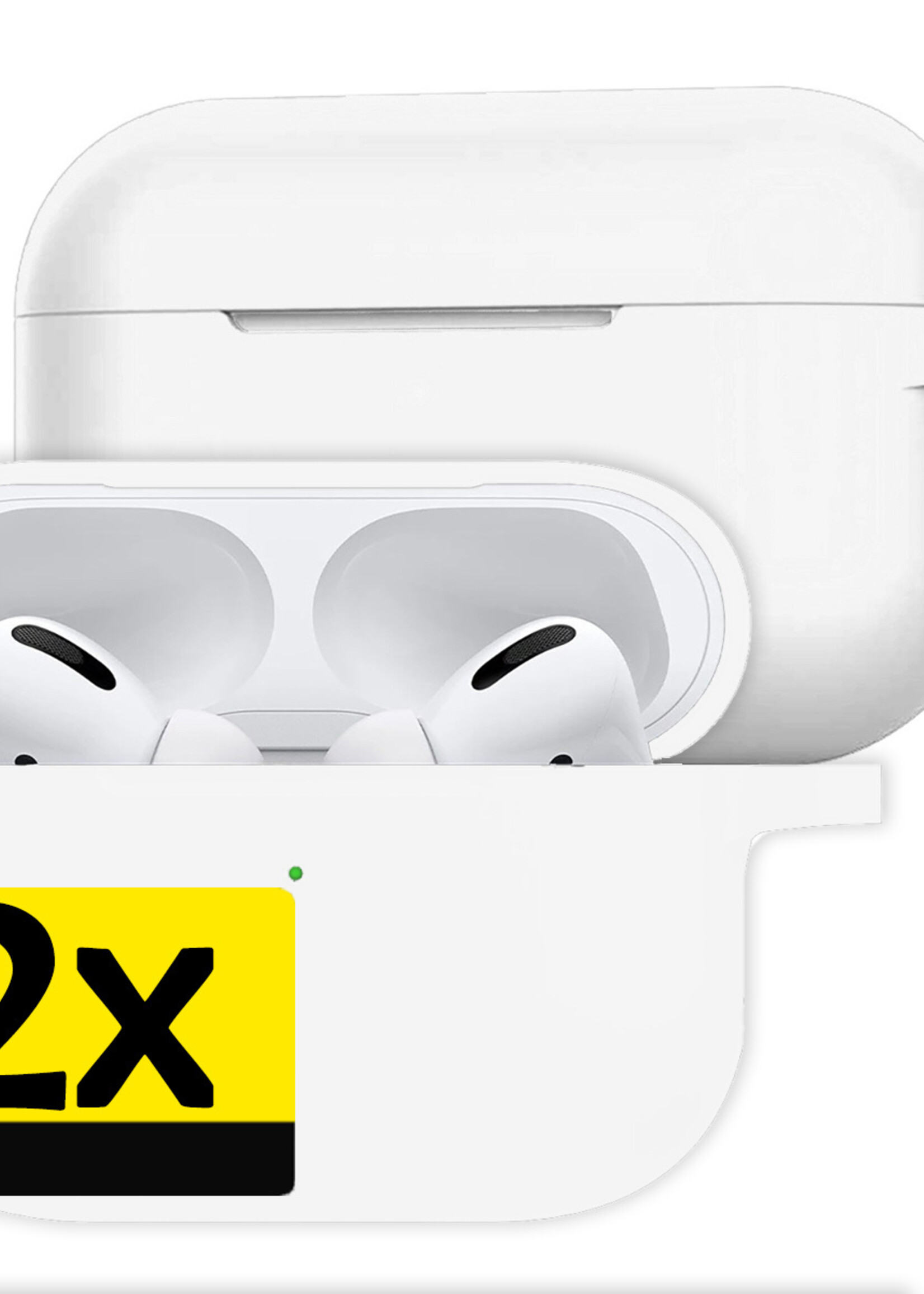 LUQ Hoesje Geschikt voor AirPods Pro 2 Hoesje Siliconen Case - Hoes Geschikt voor Apple AirPods Pro 2 Case Hoesje - Wit - 2 Stuks