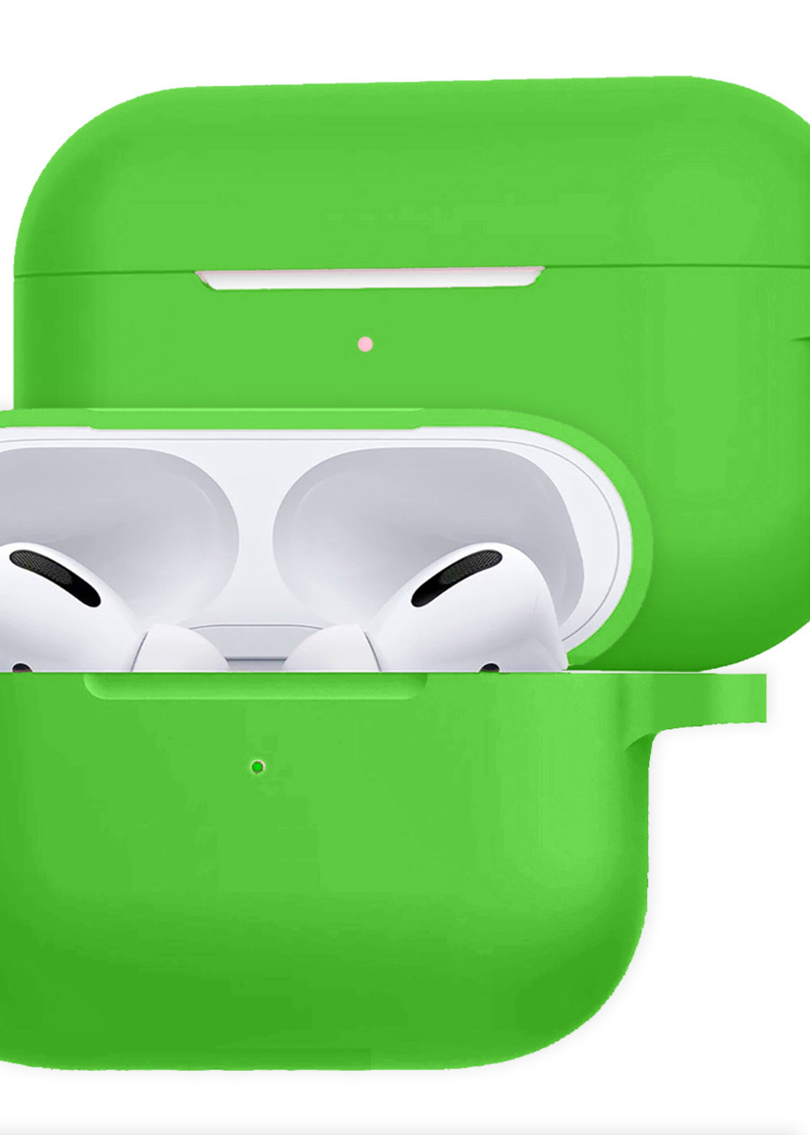 LUQ Hoesje Geschikt voor Airpods Pro Hoesje Siliconen Case - Hoes Geschikt voor Apple Airpods Pro Case Hoesje - Groen