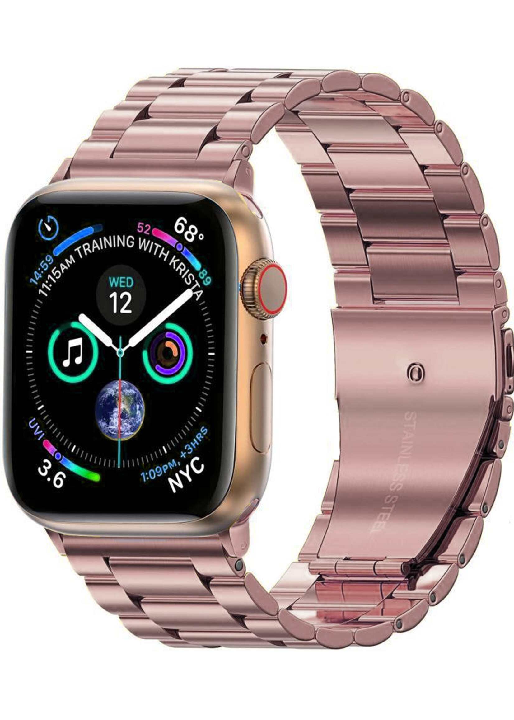 LUQ Horloge Bandje Geschikt Voor Apple Watch Bandje 38/40/41 mm Metaal Polsband - Bandje Geschikt Voor Apple Watch 1-8 / SE (38/40/41 mm) Bandje Metaal - Rose Goud