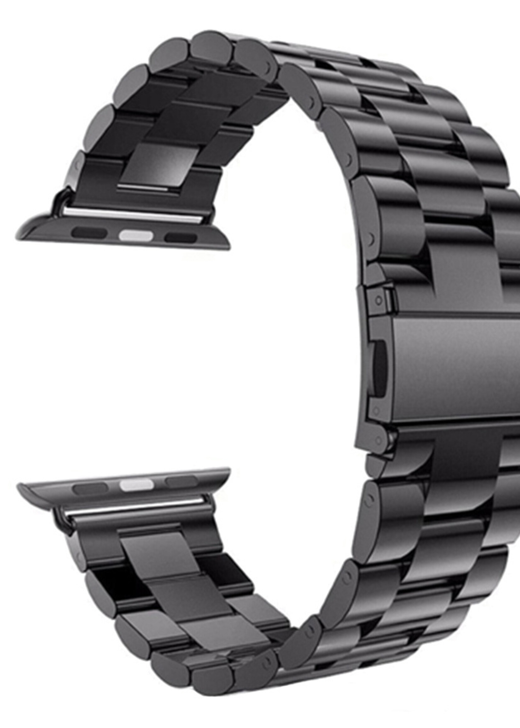 LUQ Horloge Bandje Geschikt Voor Apple Watch Bandje 42/44/45 mm Metaal Polsband - Bandje Geschikt Voor Apple Watch 1-8 / SE (42/44/45 mm) Bandje Metaal - Zwart