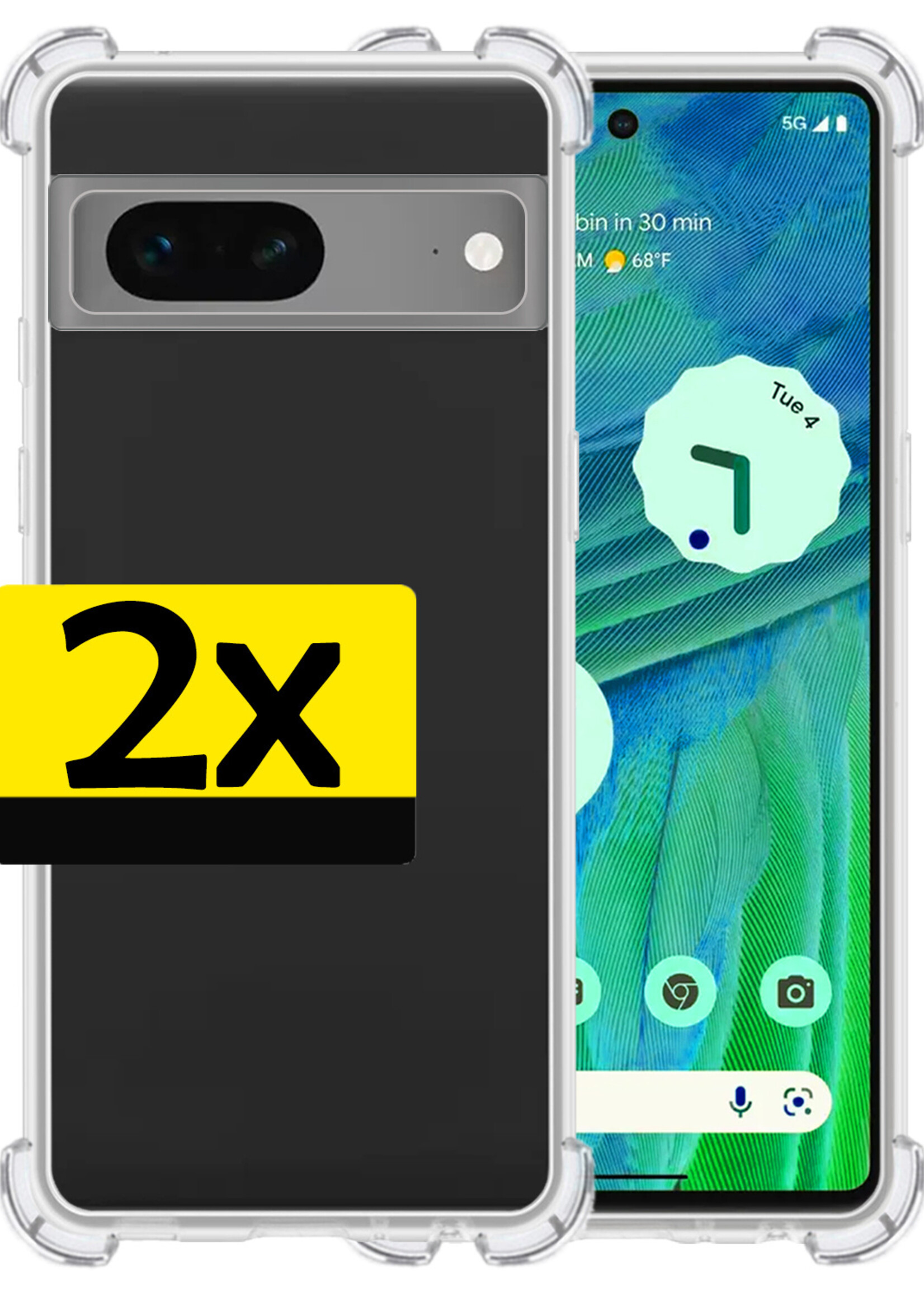 LUQ Hoesje Geschikt voor Google Pixel 7 Hoesje Shockproof Case Siliconen - Hoes Geschikt voor Google Pixel 7 Hoes Cover Siliconen - Transparant - 2 Stuks