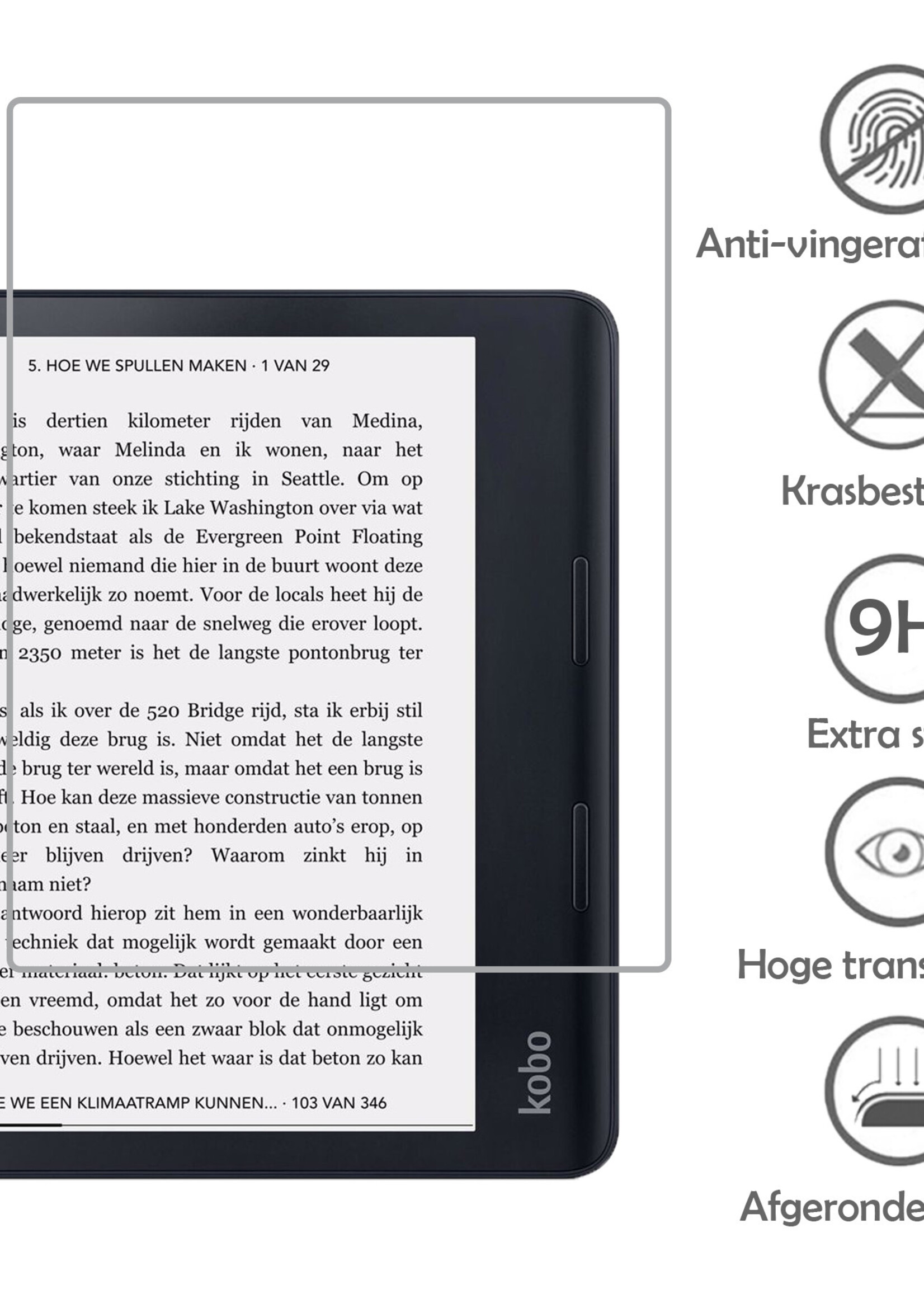 LUQ Screenprotector Geschikt voor Kobo Sage Screenprotector Bescherm Glas Gehard Screen Protector - 3 Stuks