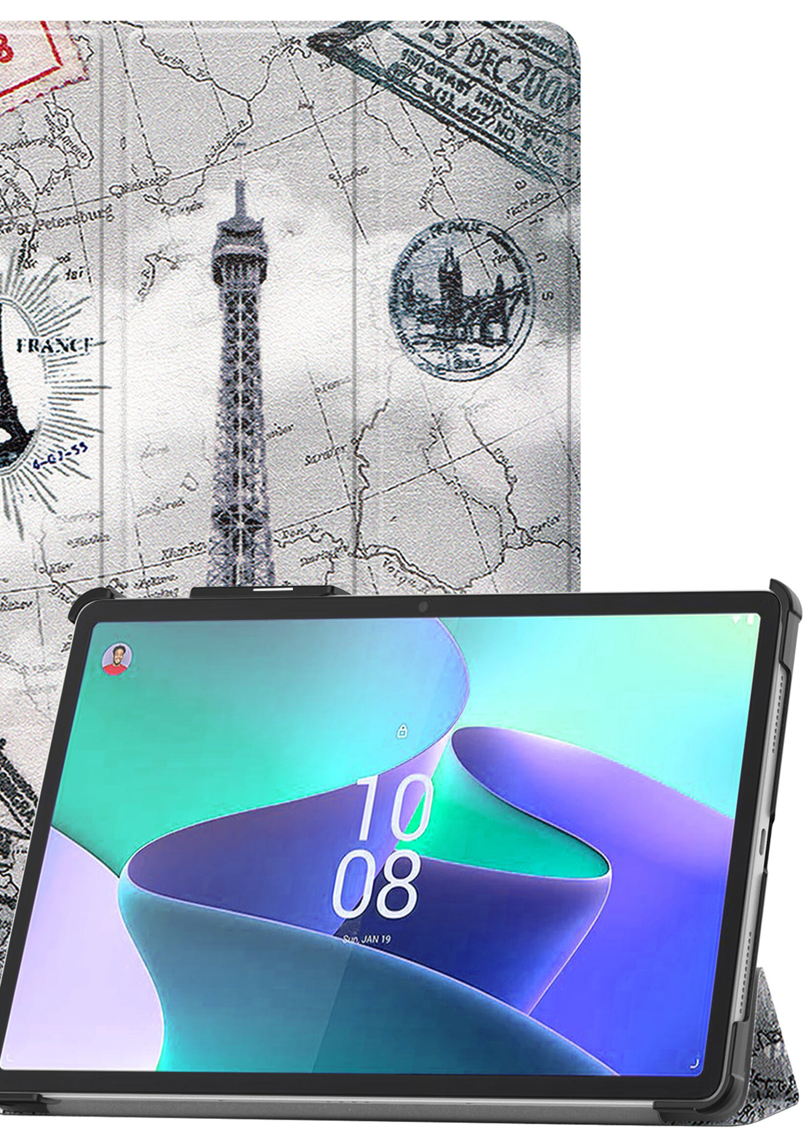 LUQ Hoes Geschikt voor Lenovo Tab P11 Pro Hoes Luxe Hoesje Case Met Uitsparing Geschikt voor Lenovo Pen - Hoesje Geschikt voor Lenovo Tab P11 Pro Hoes Cover - Eiffeltoren