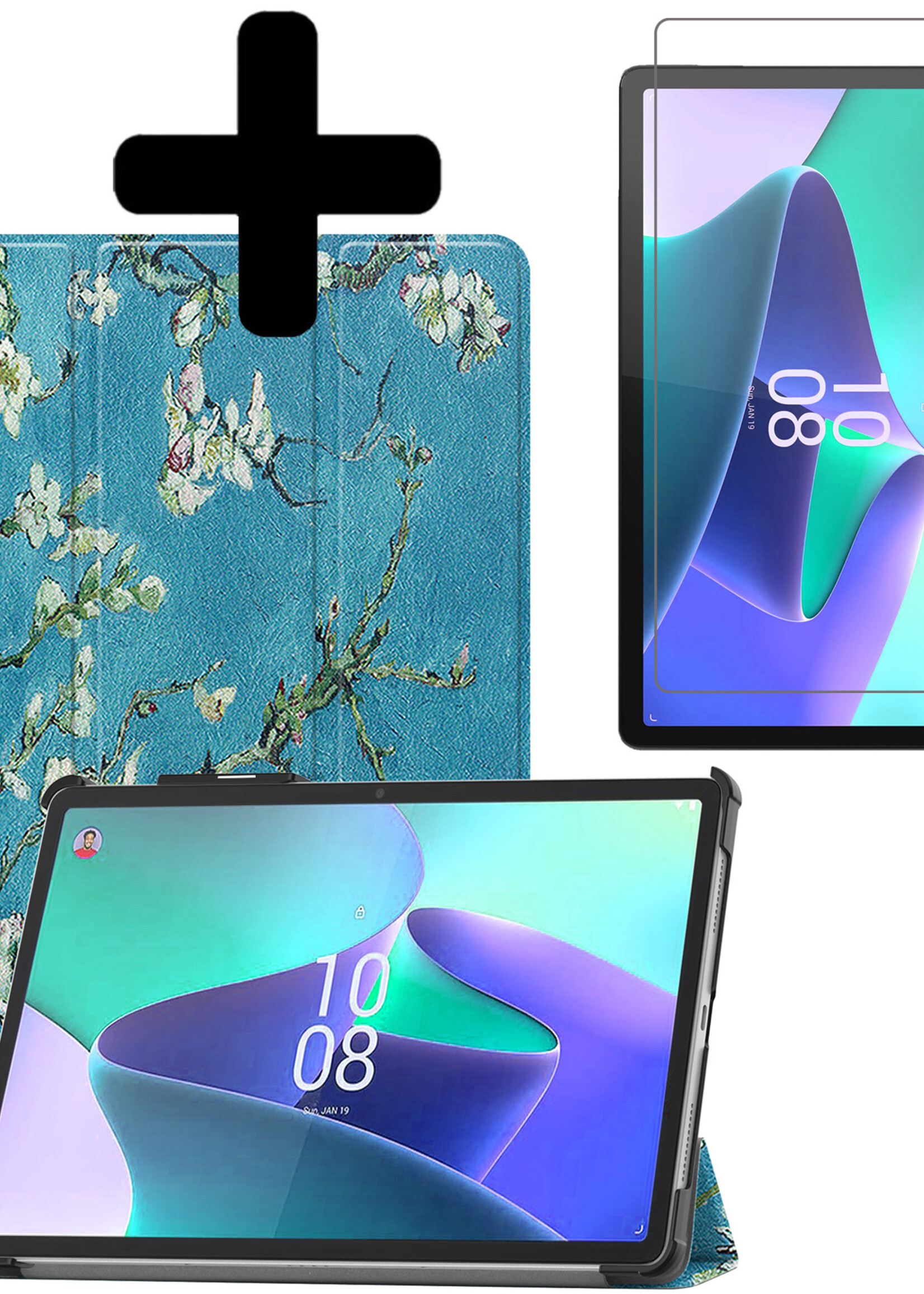 LUQ Hoes Geschikt voor Lenovo Tab P11 Pro Hoes Luxe Hoesje Case Met Uitsparing Geschikt voor Lenovo Pen Met Screenprotector - Hoesje Geschikt voor Lenovo Tab P11 Pro Hoes Cover - Bloesem