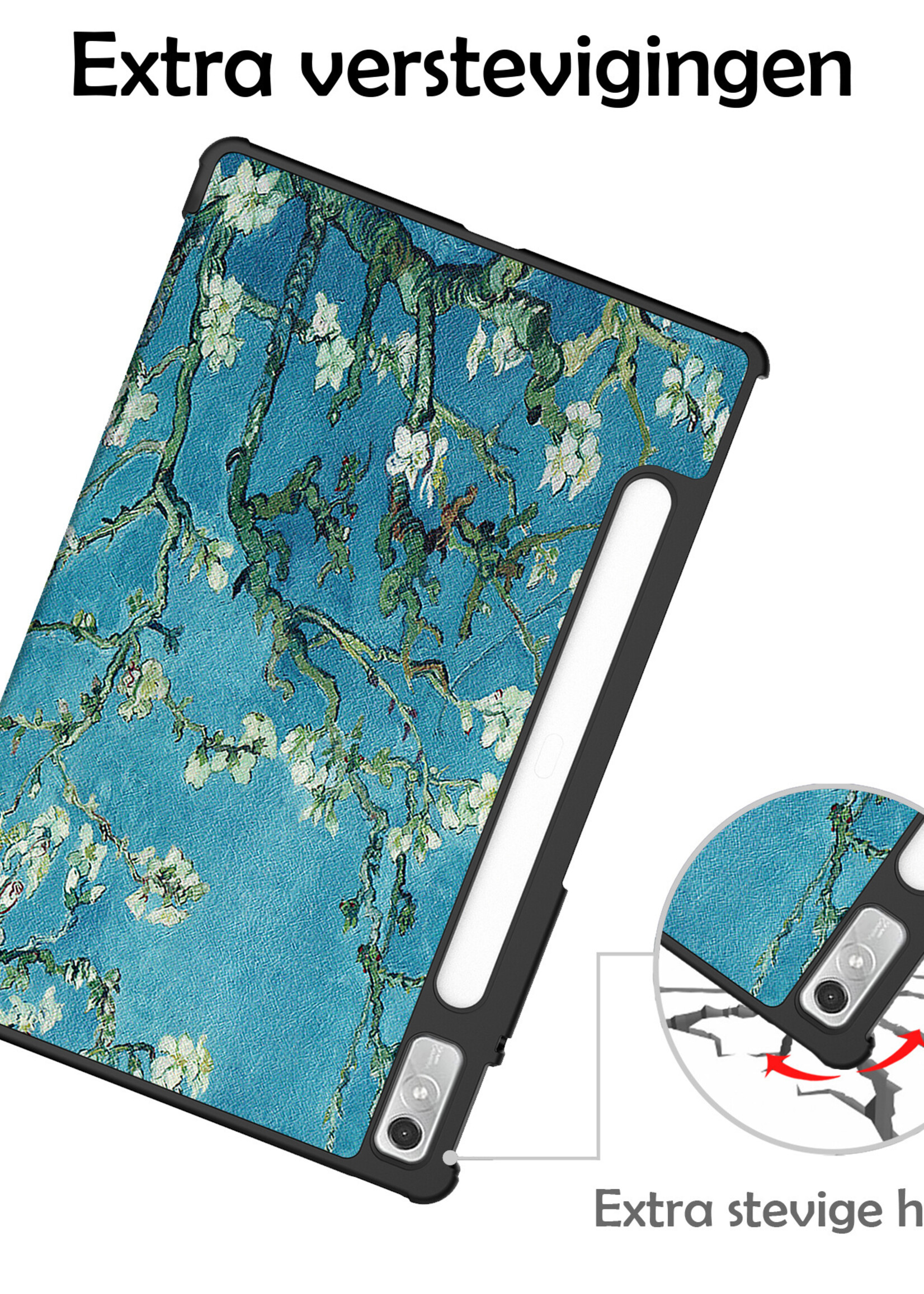LUQ Hoes Geschikt voor Lenovo Tab P11 Pro Hoes Luxe Hoesje Case Met Uitsparing Geschikt voor Lenovo Pen Met Screenprotector - Hoesje Geschikt voor Lenovo Tab P11 Pro Hoes Cover - Bloesem