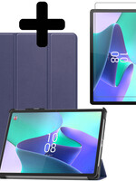 LUQ LUQ Lenovo Tab P11 Pro (2e Gen) Hoesje Met Uitsparing Apple Pencil Met Screenprotector - Donkerblauw