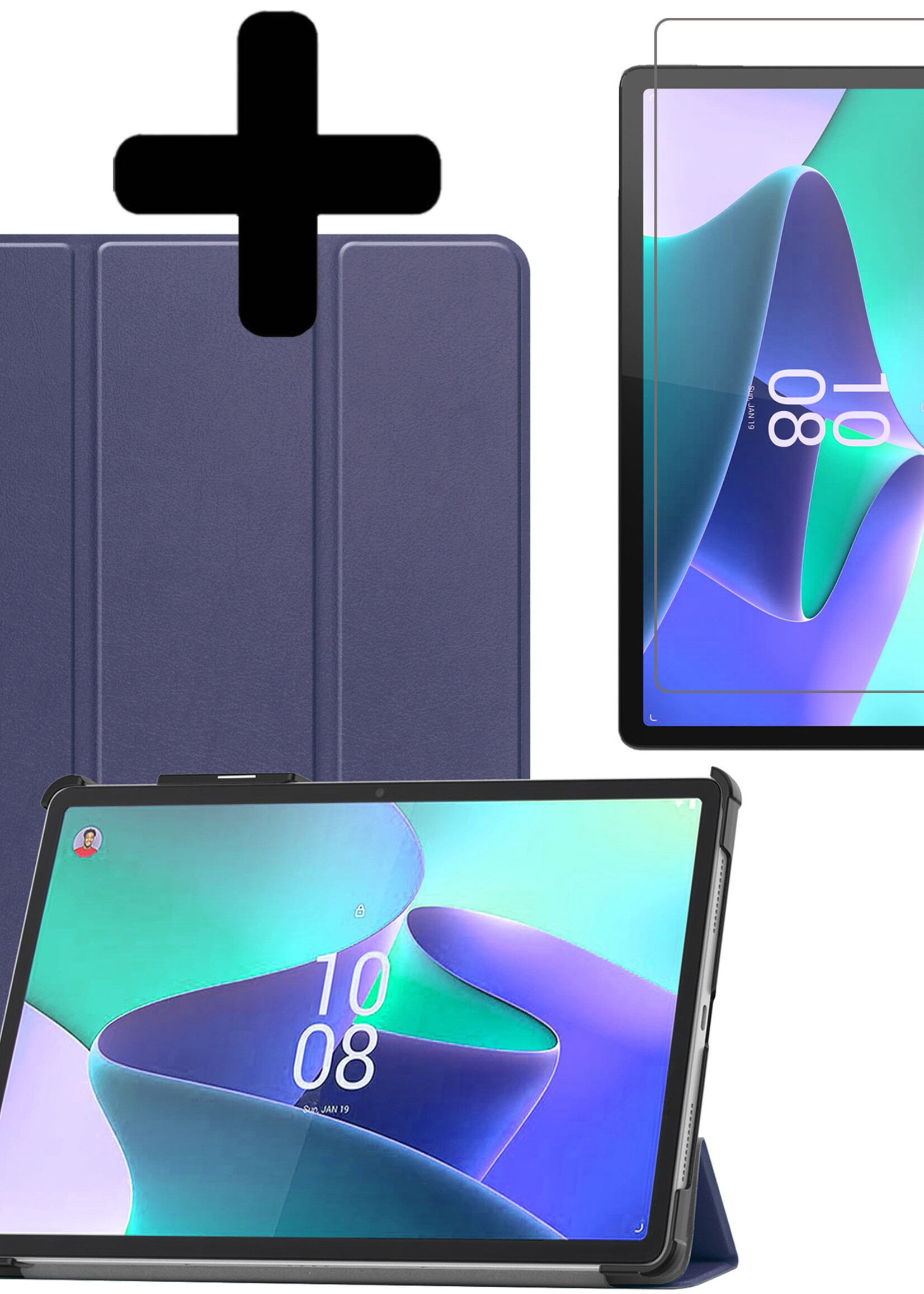 LUQ Hoes Geschikt voor Lenovo Tab P11 Pro Hoes Luxe Hoesje Case Met Uitsparing Geschikt voor Lenovo Pen Met Screenprotector - Hoesje Geschikt voor Lenovo Tab P11 Pro Hoes Cover - Donkerblauw