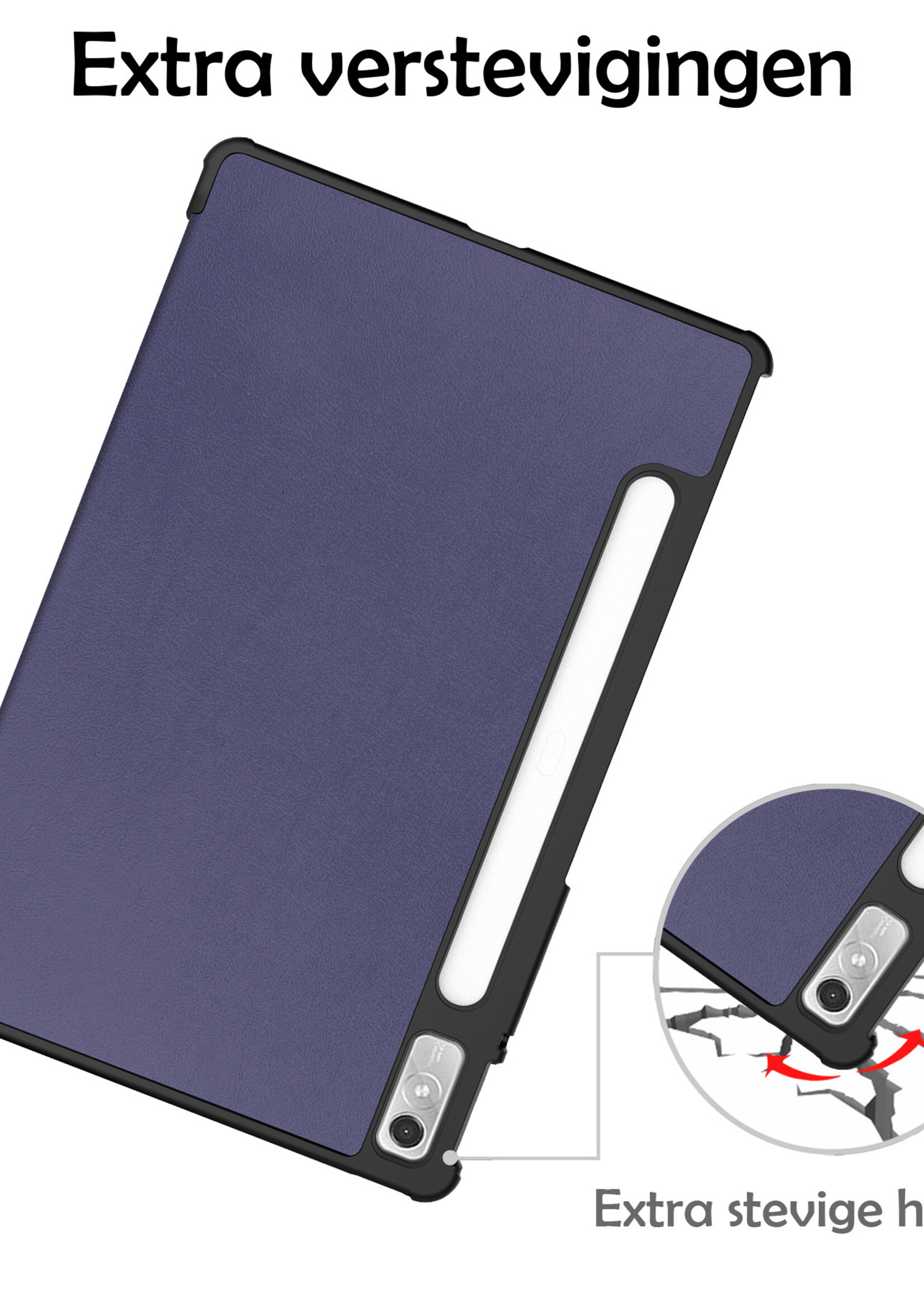 LUQ Hoes Geschikt voor Lenovo Tab P11 Pro Hoes Luxe Hoesje Case Met Uitsparing Geschikt voor Lenovo Pen Met Screenprotector - Hoesje Geschikt voor Lenovo Tab P11 Pro Hoes Cover - Donkerblauw