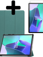 LUQ LUQ Lenovo Tab P11 Pro (2e Gen) Hoesje Met Uitsparing Apple Pencil Met Screenprotector - Donkergroen