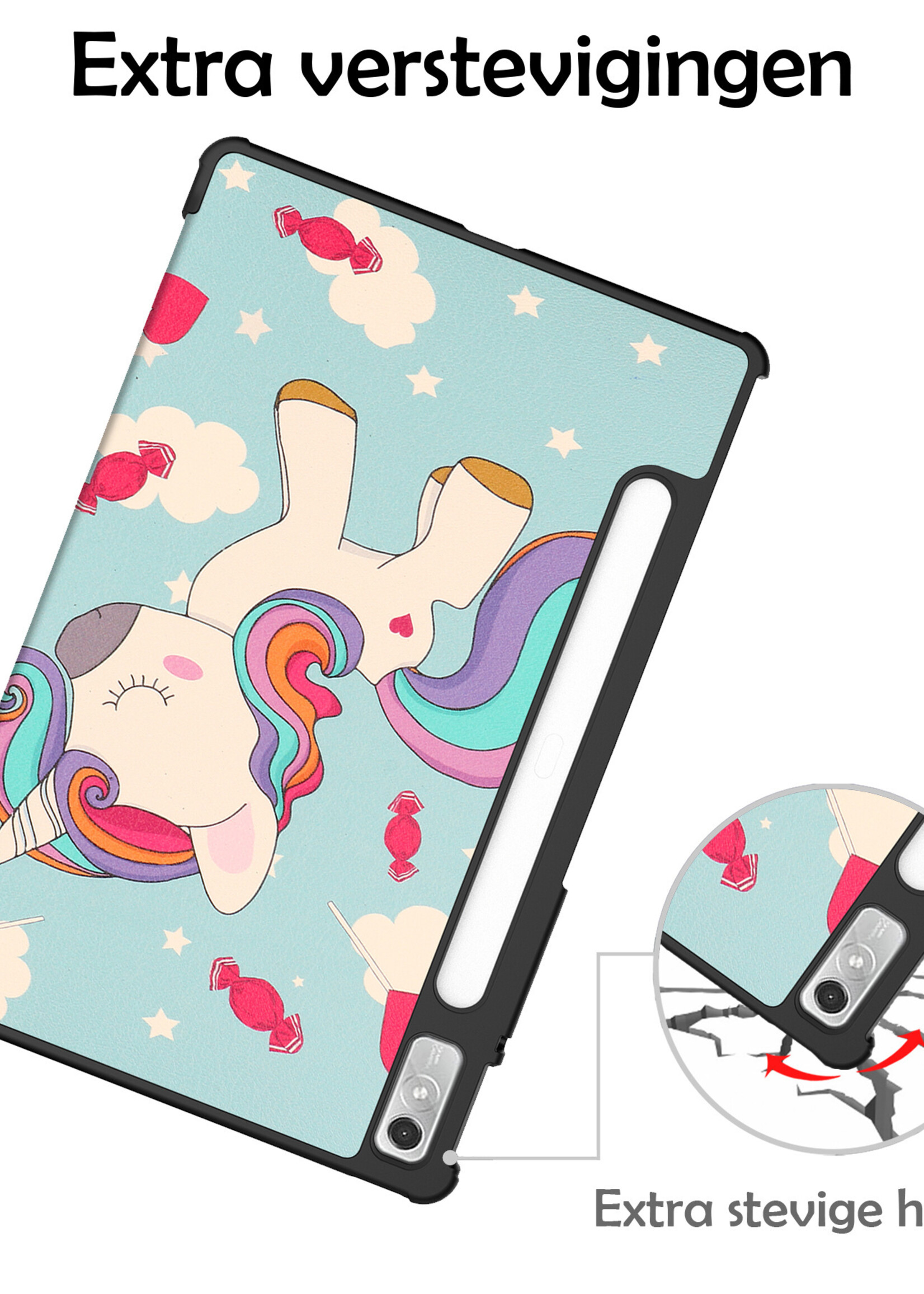 LUQ Hoes Geschikt voor Lenovo Tab P11 Pro Hoes Luxe Hoesje Case Met Uitsparing Geschikt voor Lenovo Pen Met Screenprotector - Hoesje Geschikt voor Lenovo Tab P11 Pro Hoes Cover - Eenhoorn