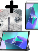 LUQ LUQ Lenovo Tab P11 Pro (2e Gen) Hoesje Met Uitsparing Apple Pencil Met Screenprotector - Eiffeltoren