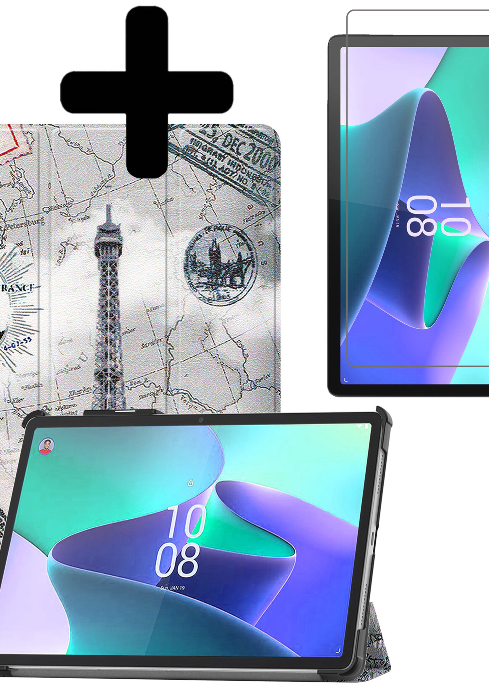 LUQ Hoes Geschikt voor Lenovo Tab P11 Pro Hoes Luxe Hoesje Case Met Uitsparing Geschikt voor Lenovo Pen Met Screenprotector - Hoesje Geschikt voor Lenovo Tab P11 Pro Hoes Cover - Eiffeltoren