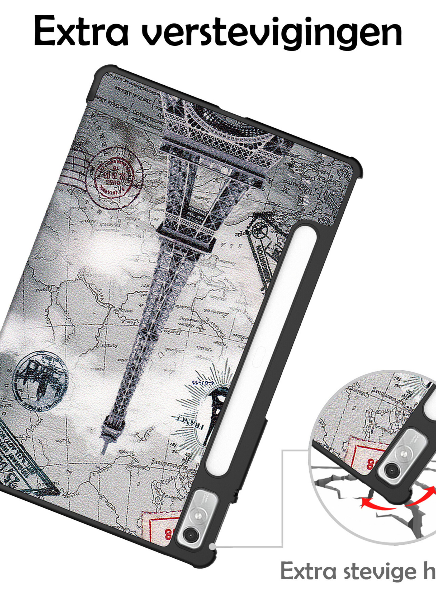 LUQ Hoes Geschikt voor Lenovo Tab P11 Pro Hoes Luxe Hoesje Case Met Uitsparing Geschikt voor Lenovo Pen Met Screenprotector - Hoesje Geschikt voor Lenovo Tab P11 Pro Hoes Cover - Eiffeltoren
