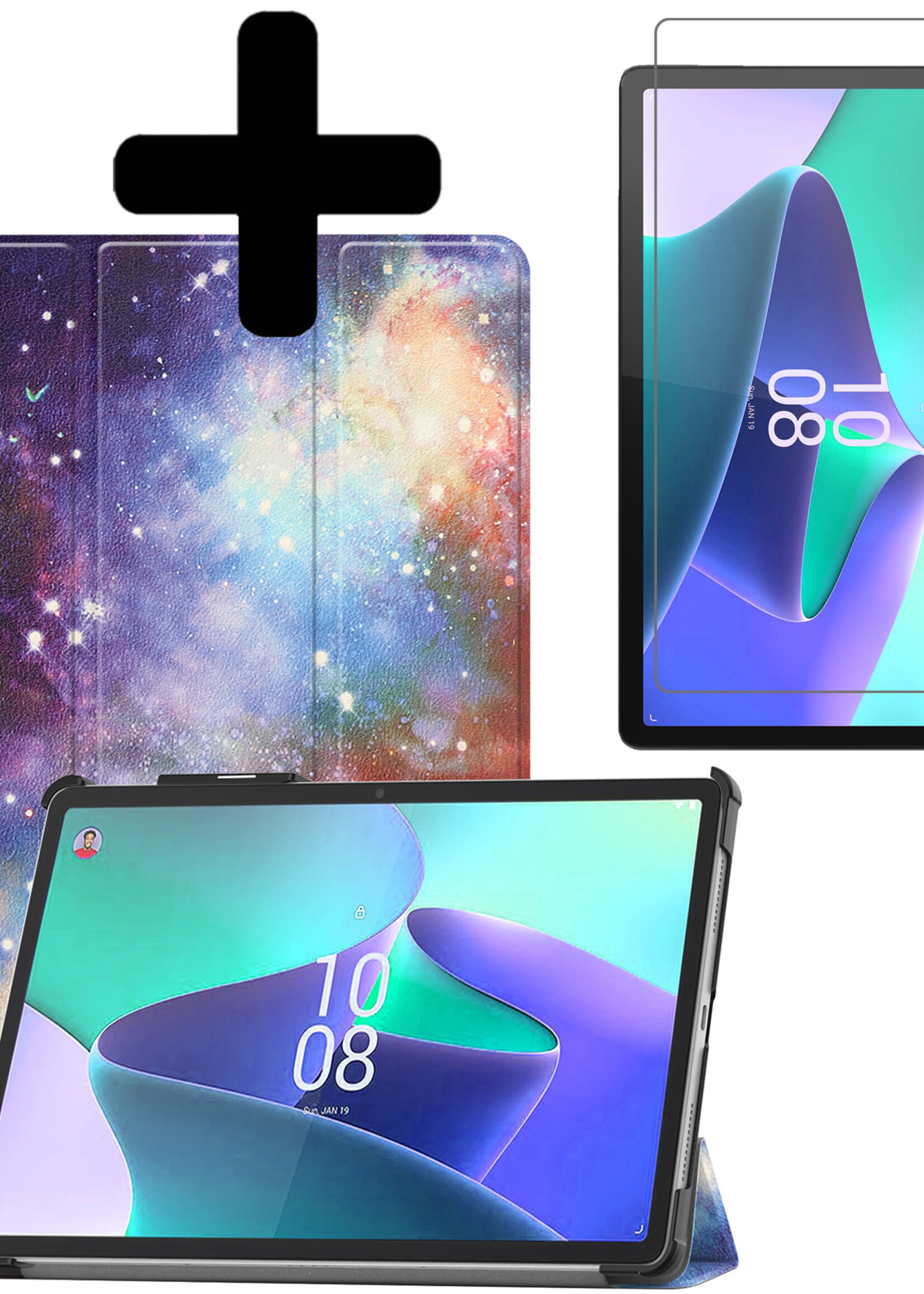 LUQ Hoes Geschikt voor Lenovo Tab P11 Pro Hoes Luxe Hoesje Case Met Uitsparing Geschikt voor Lenovo Pen Met Screenprotector - Hoesje Geschikt voor Lenovo Tab P11 Pro Hoes Cover - Galaxy