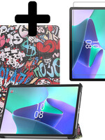 LUQ LUQ Lenovo Tab P11 Pro (2e Gen) Hoesje Met Uitsparing Apple Pencil Met Screenprotector - Graffity