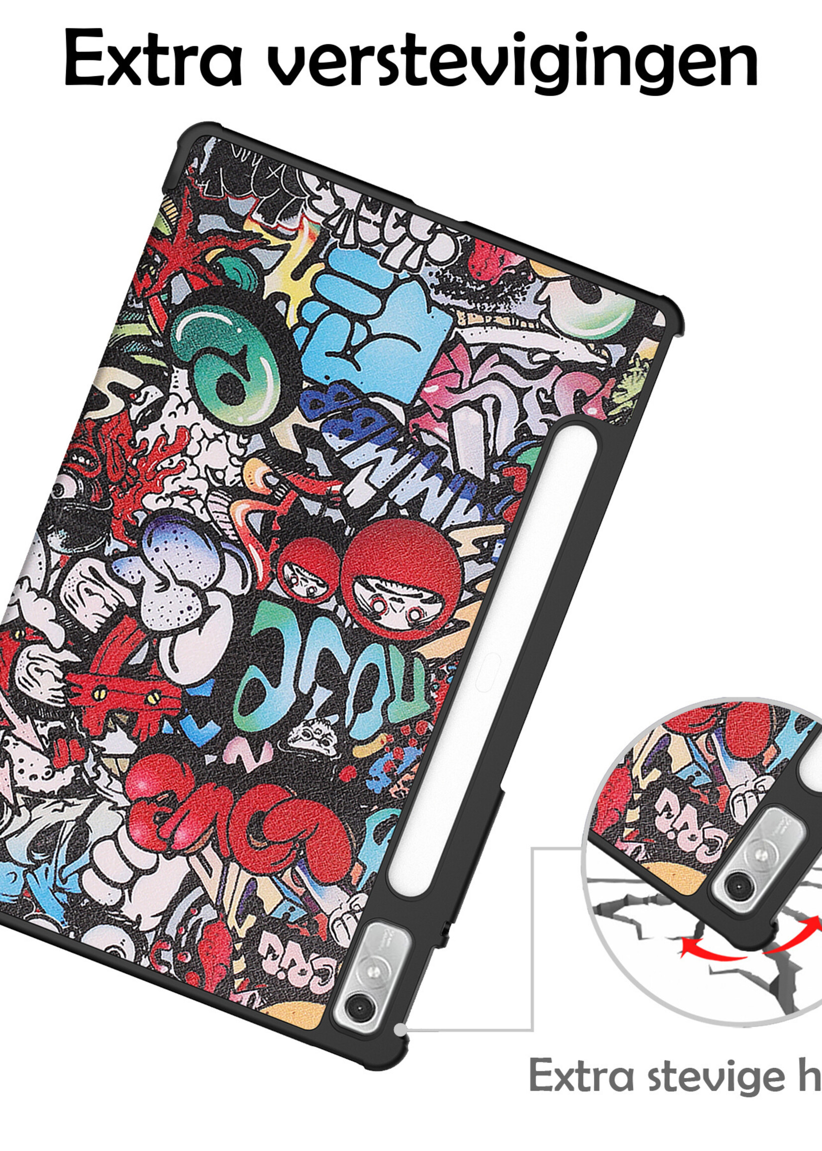 LUQ Hoes Geschikt voor Lenovo Tab P11 Pro Hoes Luxe Hoesje Case Met Uitsparing Geschikt voor Lenovo Pen Met Screenprotector - Hoesje Geschikt voor Lenovo Tab P11 Pro Hoes Cover - Graffity
