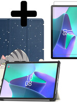 LUQ LUQ Lenovo Tab P11 Pro (2e Gen) Hoesje Met Uitsparing Apple Pencil Met Screenprotector - Kat