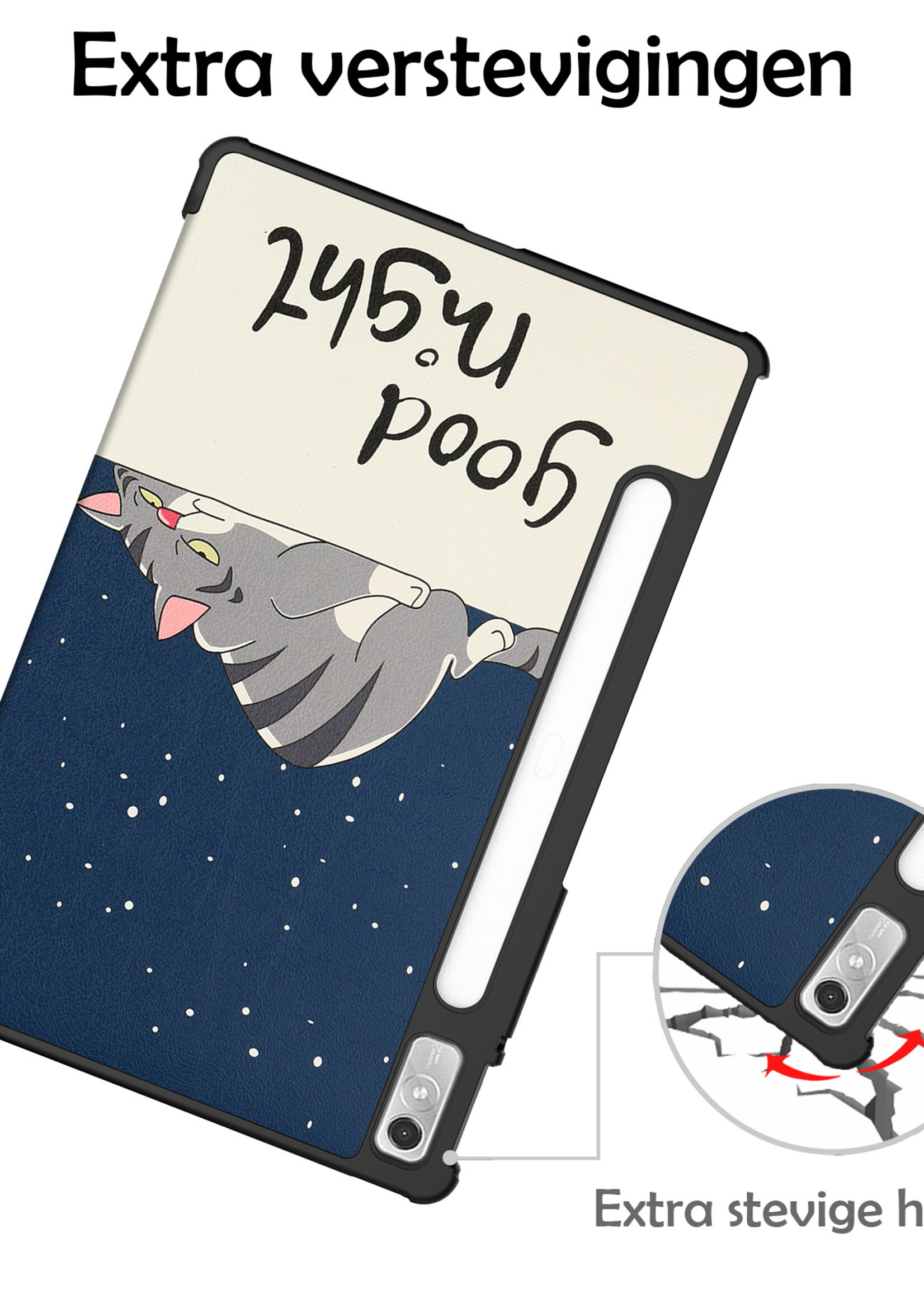 LUQ Hoes Geschikt voor Lenovo Tab P11 Pro Hoes Luxe Hoesje Case Met Uitsparing Geschikt voor Lenovo Pen Met Screenprotector - Hoesje Geschikt voor Lenovo Tab P11 Pro Hoes Cover - Kat