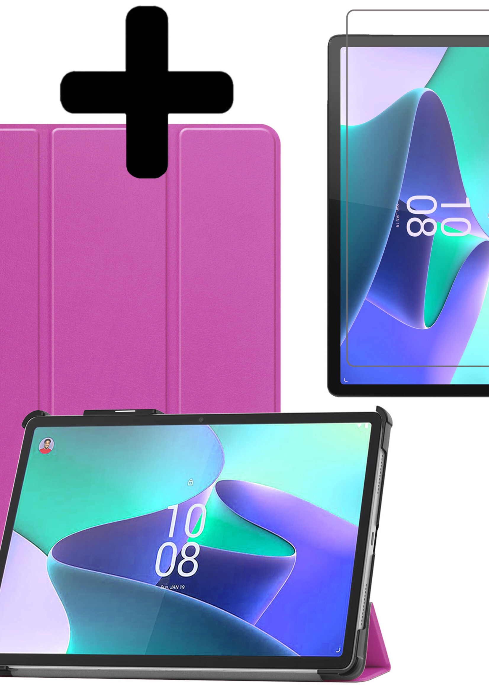 LUQ Hoes Geschikt voor Lenovo Tab P11 Pro Hoes Luxe Hoesje Case Met Uitsparing Geschikt voor Lenovo Pen Met Screenprotector - Hoesje Geschikt voor Lenovo Tab P11 Pro Hoes Cover - Paars