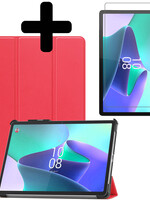 LUQ LUQ Lenovo Tab P11 Pro (2e Gen) Hoesje Met Uitsparing Apple Pencil Met Screenprotector - Rood