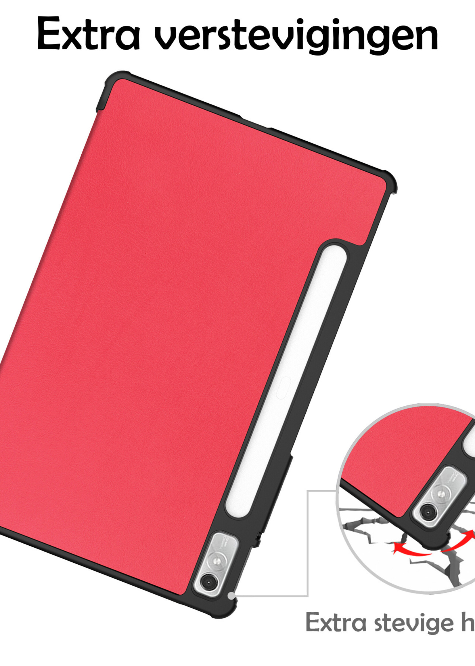 LUQ Hoes Geschikt voor Lenovo Tab P11 Pro Hoes Luxe Hoesje Case Met Uitsparing Geschikt voor Lenovo Pen Met Screenprotector - Hoesje Geschikt voor Lenovo Tab P11 Pro Hoes Cover - Rood