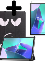 LUQ LUQ Lenovo Tab P11 Pro (2e Gen) Hoesje Met Uitsparing Apple Pencil Met Screenprotector - Don't Touch Me