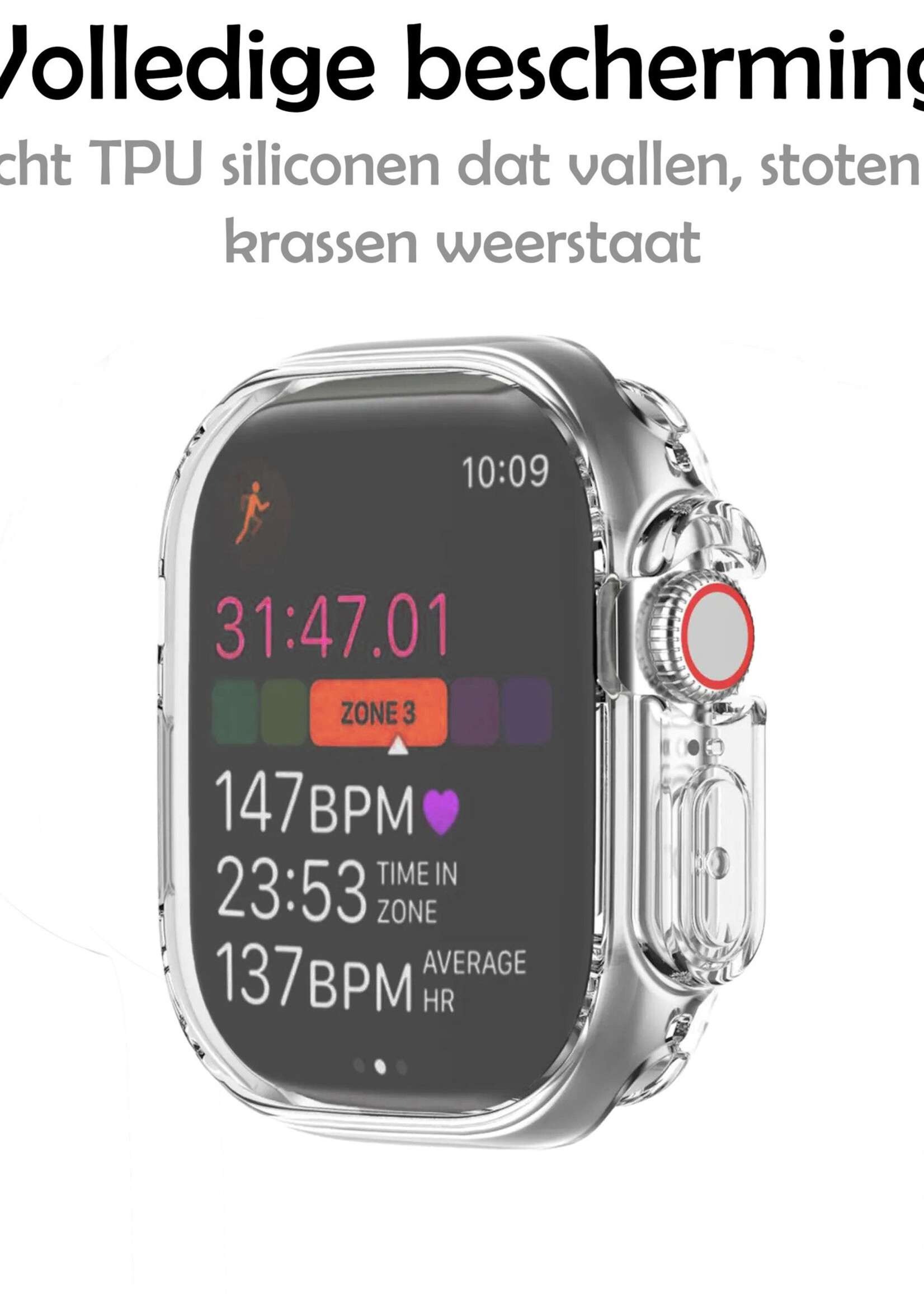 LUQ Siliconen Hoesje Geschikt voor Apple Watch Ultra Hoes Case - Hoes Geschikt voor Apple Watch Ultra (49 mm) Case - Transparant