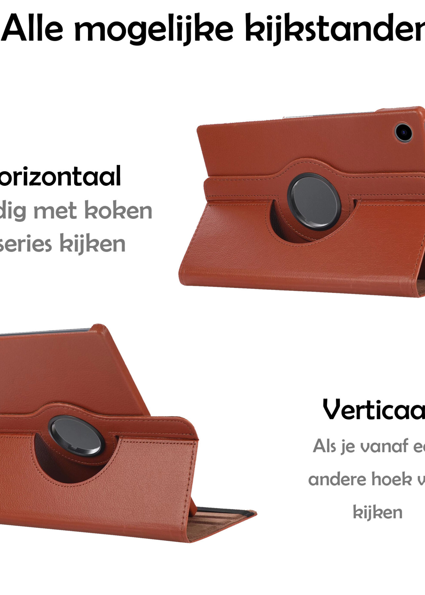 LUQ Hoes Geschikt voor Samsung Galaxy Tab A8 Hoes 360 Draaibaar Hoesje Case - Hoesje Geschikt voor Samsung Tab A8 Hoes Cover - Bruin