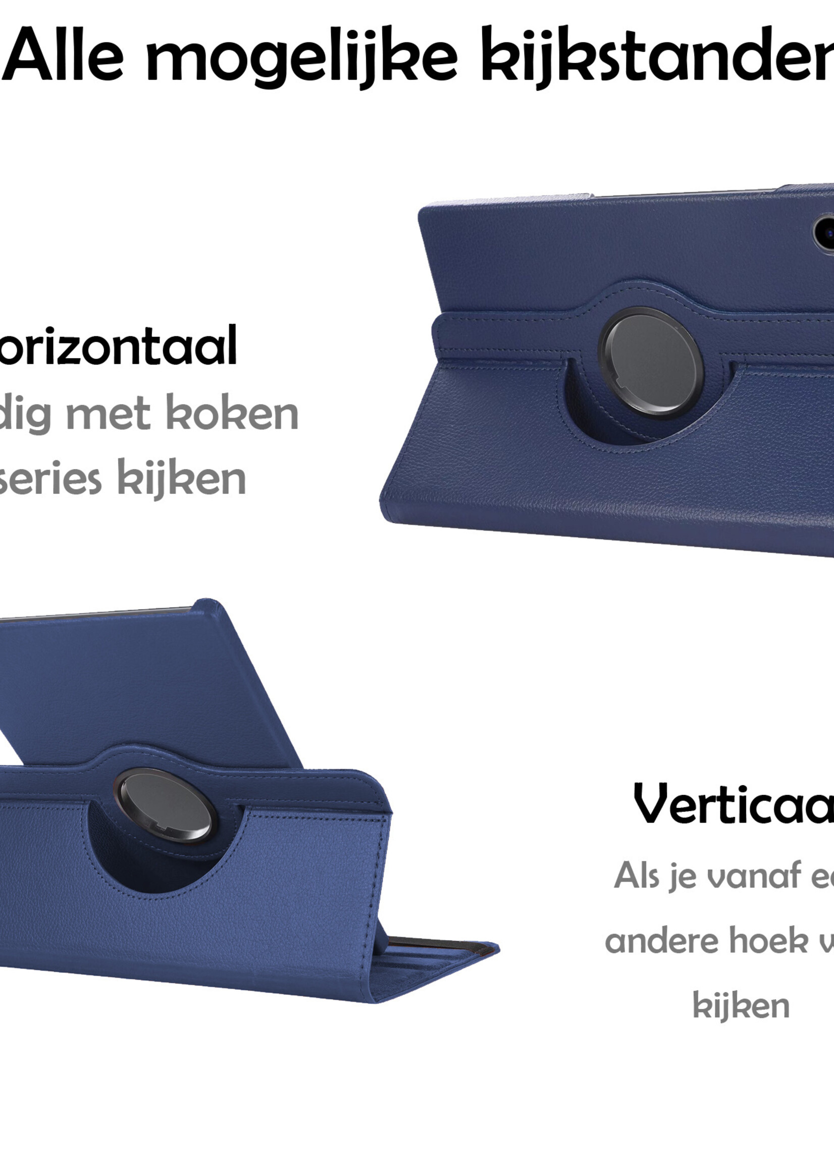 LUQ Hoes Geschikt voor Samsung Galaxy Tab A8 Hoes 360 Draaibaar Hoesje Case - Hoesje Geschikt voor Samsung Tab A8 Hoes Cover - Donkerblauw