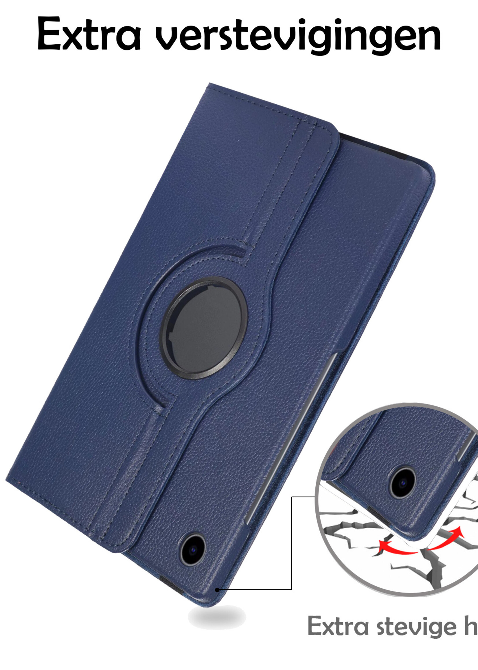 LUQ Hoes Geschikt voor Samsung Galaxy Tab A8 Hoes 360 Draaibaar Hoesje Case - Hoesje Geschikt voor Samsung Tab A8 Hoes Cover - Donkerblauw
