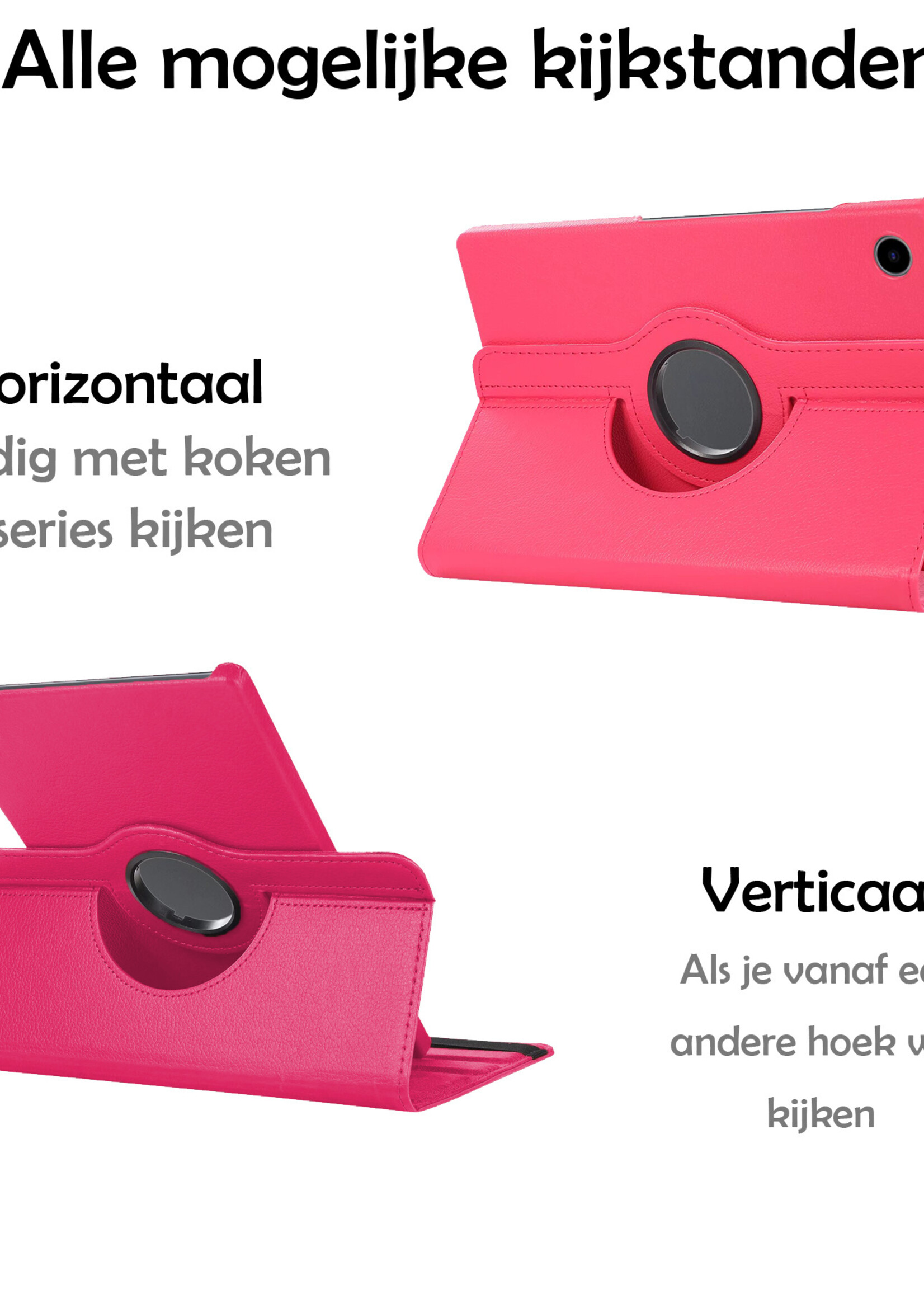 LUQ Hoes Geschikt voor Samsung Galaxy Tab A8 Hoes 360 Draaibaar Hoesje Case - Hoesje Geschikt voor Samsung Tab A8 Hoes Cover - Donkerroze