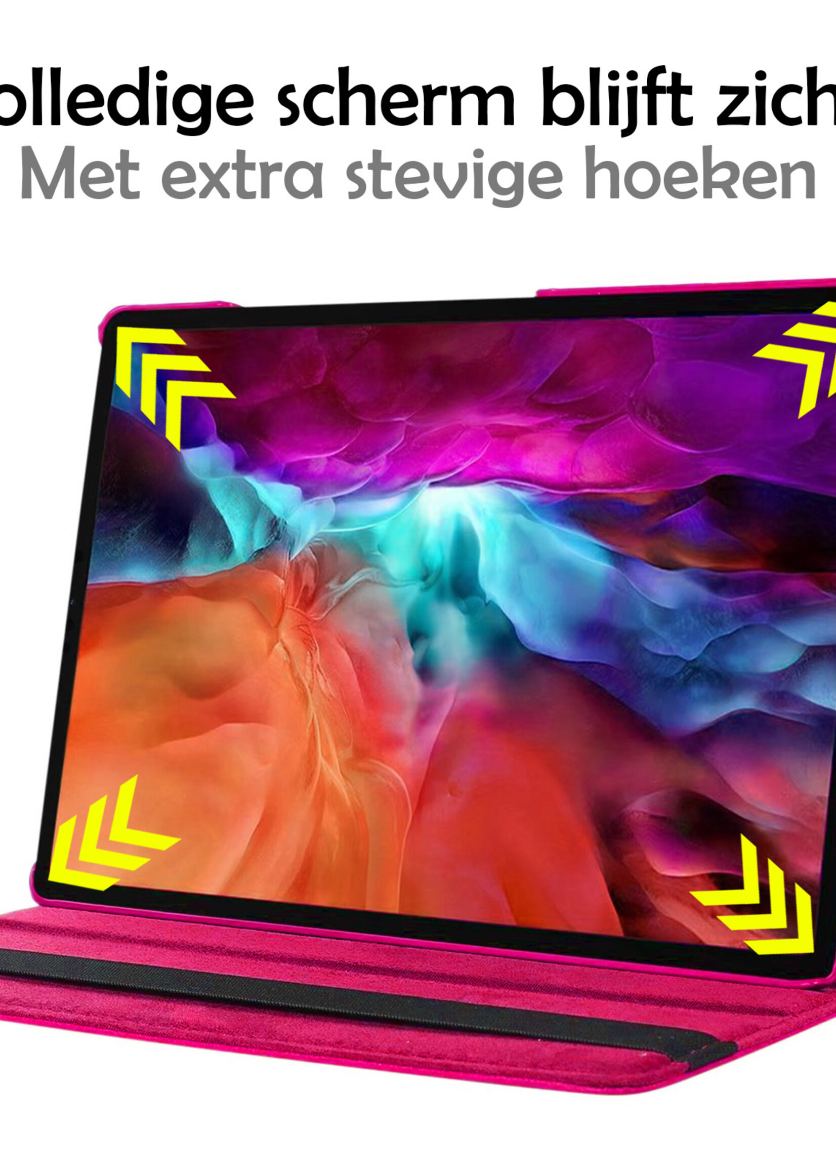LUQ Hoes Geschikt voor Samsung Galaxy Tab A8 Hoes 360 Draaibaar Hoesje Case - Hoesje Geschikt voor Samsung Tab A8 Hoes Cover - Donkerroze
