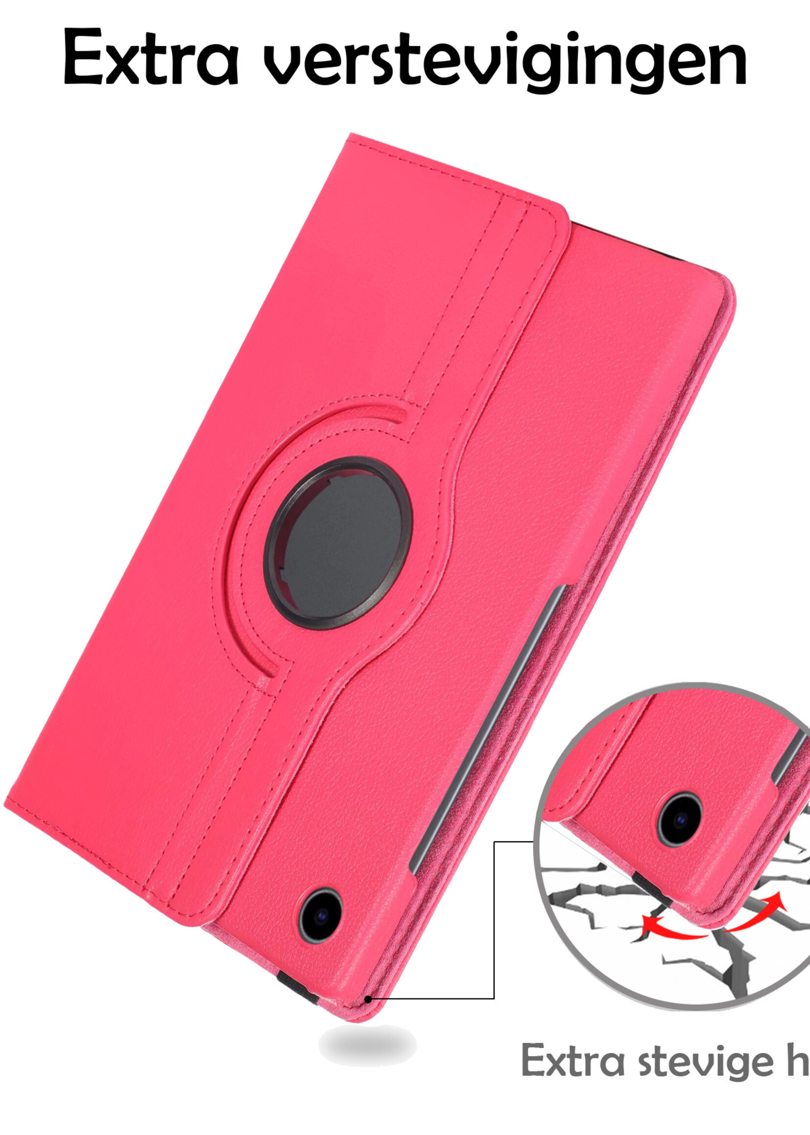 LUQ Hoes Geschikt voor Samsung Galaxy Tab A8 Hoes 360 Draaibaar Hoesje Case - Hoesje Geschikt voor Samsung Tab A8 Hoes Cover - Donkerroze