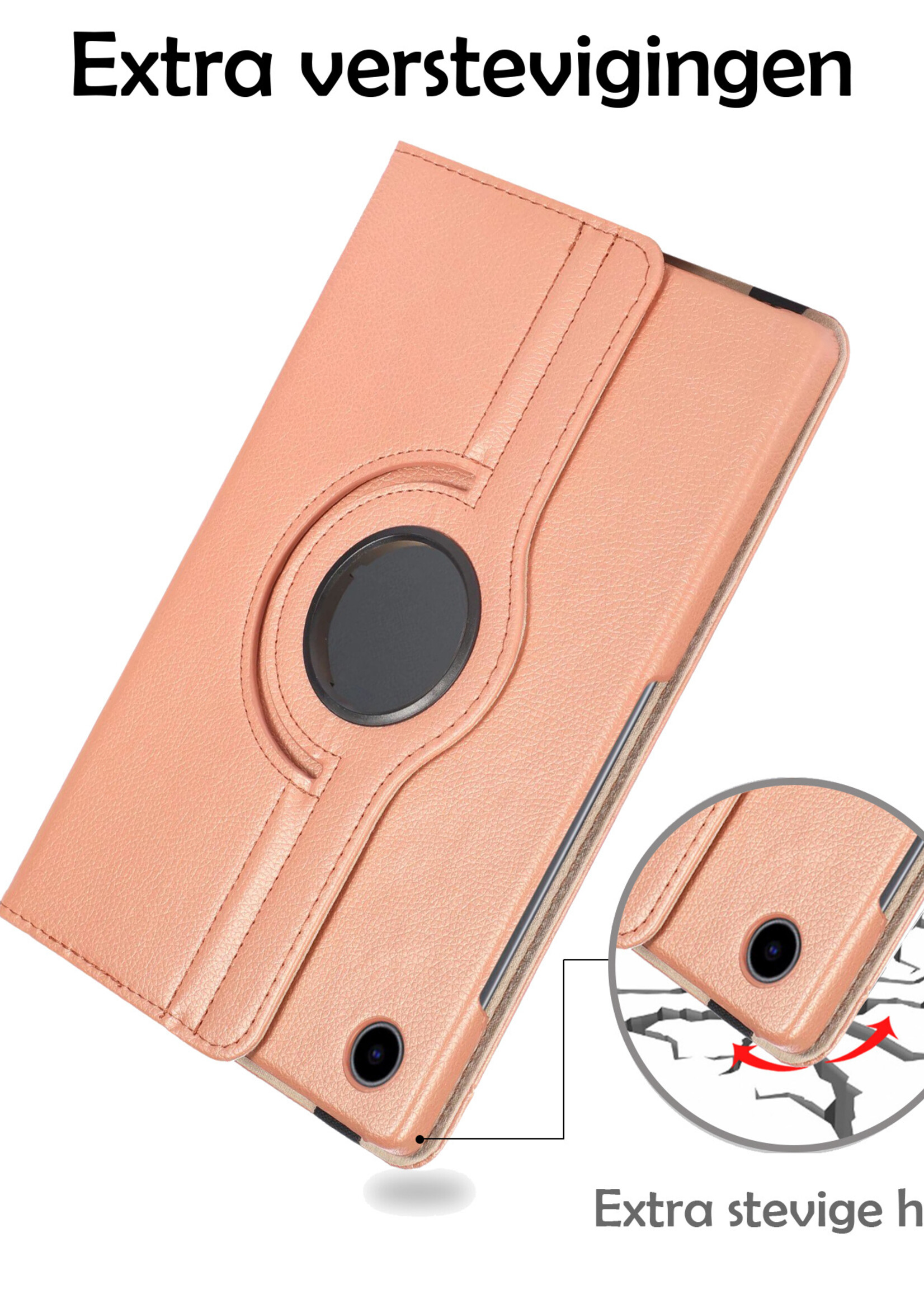 LUQ Hoes Geschikt voor Samsung Galaxy Tab A8 Hoes 360 Draaibaar Hoesje Case - Hoesje Geschikt voor Samsung Tab A8 Hoes Cover - Rosé goud