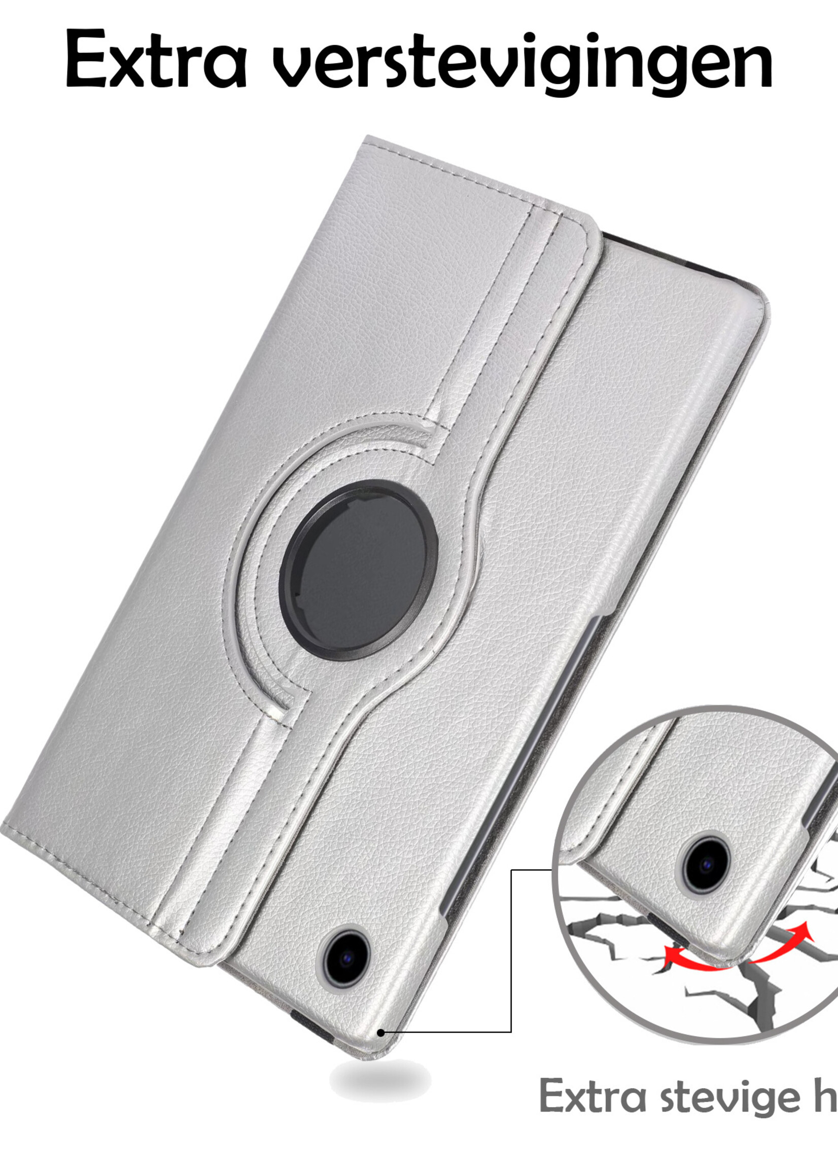 LUQ Hoes Geschikt voor Samsung Galaxy Tab A8 Hoes 360 Draaibaar Hoesje Case - Hoesje Geschikt voor Samsung Tab A8 Hoes Cover - Zilver