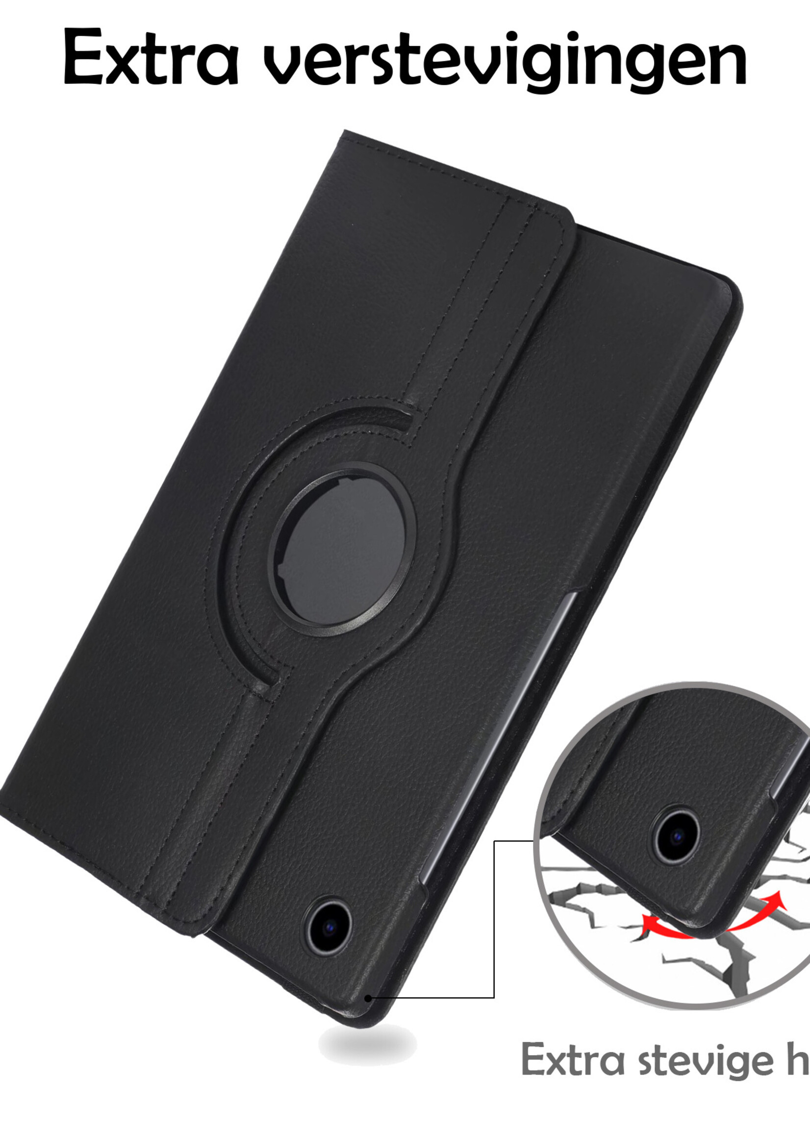 LUQ Hoes Geschikt voor Samsung Galaxy Tab A8 Hoes 360 Draaibaar Hoesje Case - Hoesje Geschikt voor Samsung Tab A8 Hoes Cover - Zwart