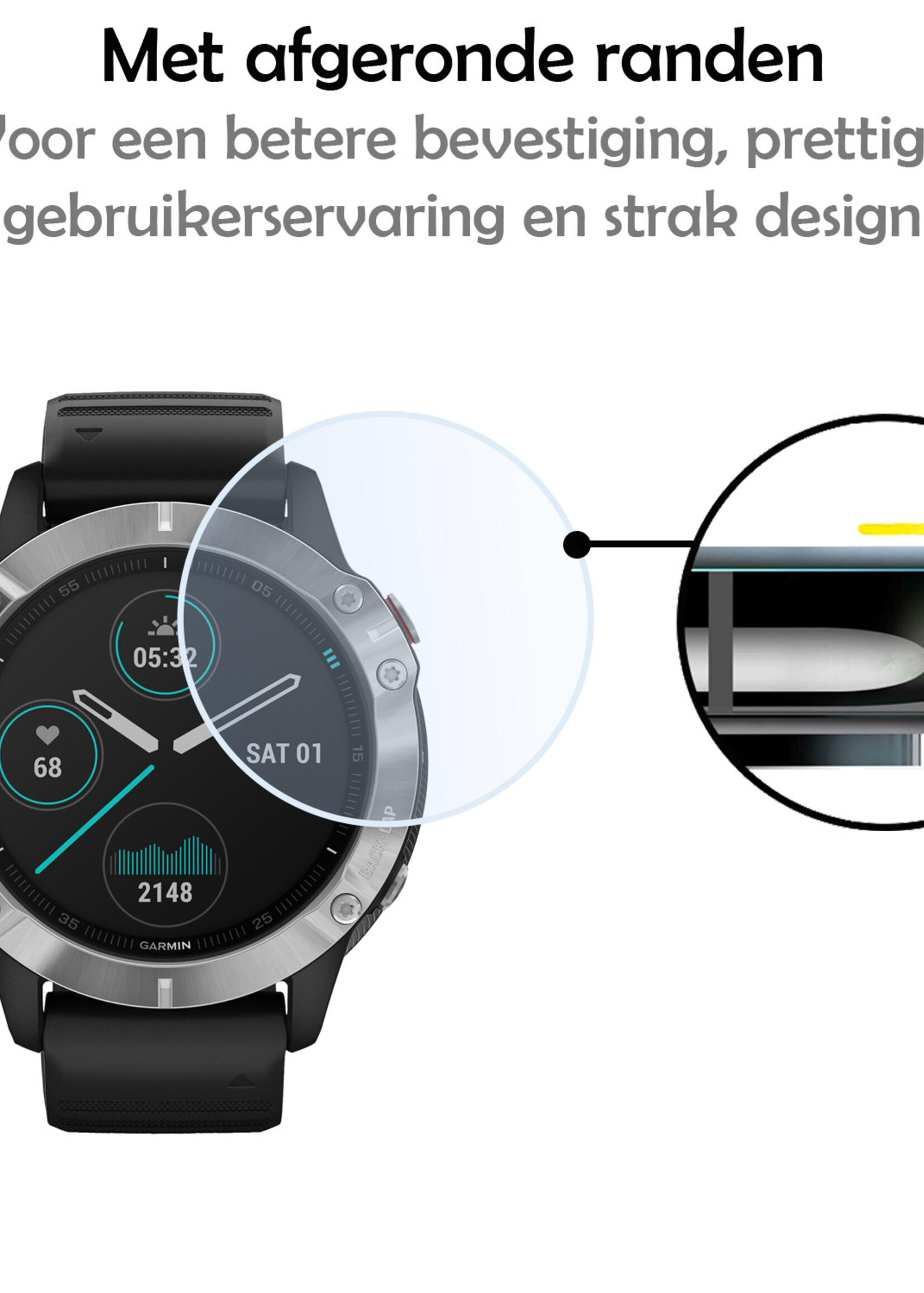 LUQ Screenprotector Geschikt voor Garmin Fenix 6 Screenprotector Bescherm Glas Screen Protector - Screenprotector Geschikt voor Garmin Fenix 6 Gehard Glas - 3 Stuks