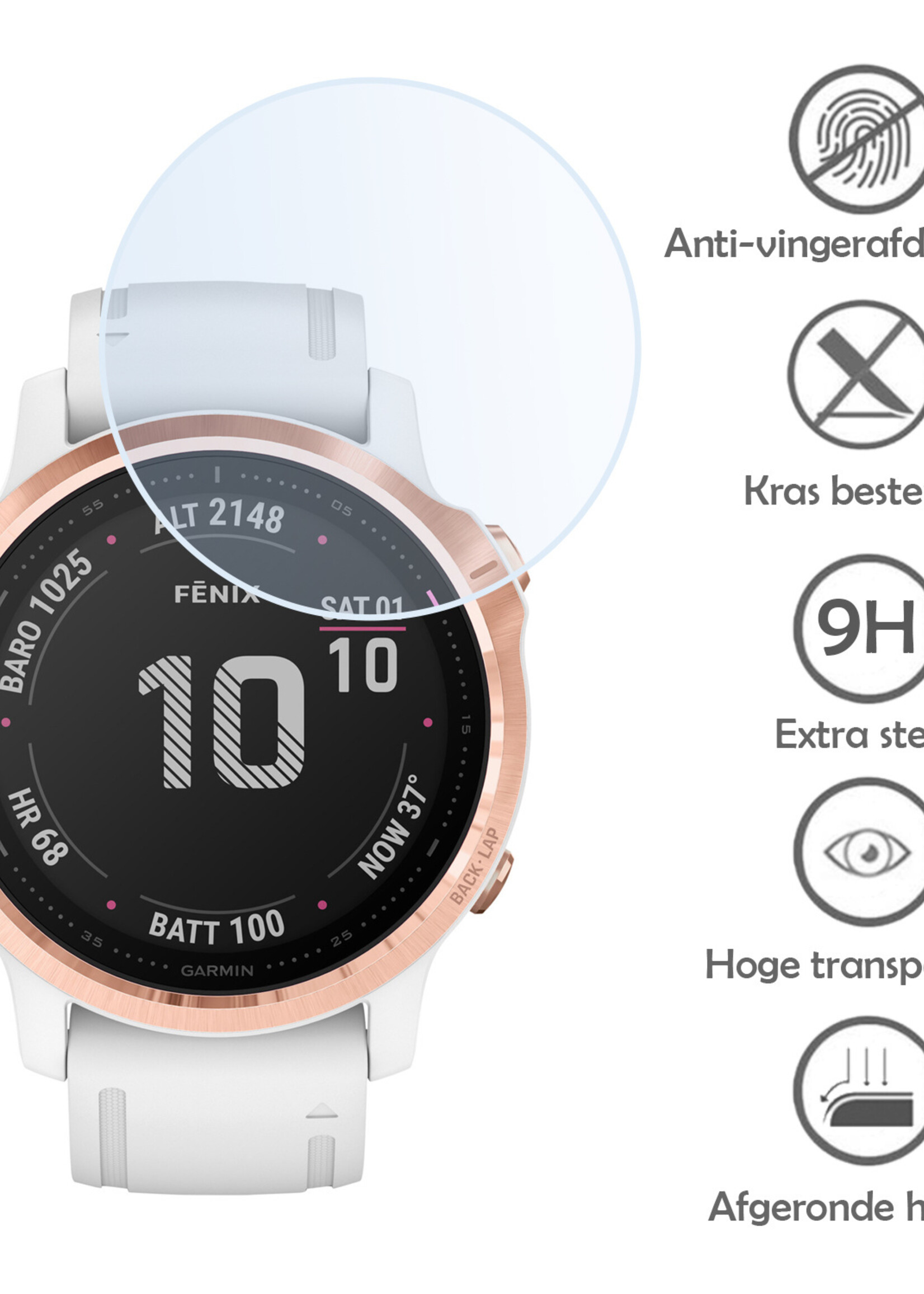 LUQ Screenprotector Geschikt voor Garmin Fenix 6s Pro Screenprotector Bescherm Glas Screen Protector - Screenprotector Geschikt voor Garmin Fenix 6s Pro Gehard Glas