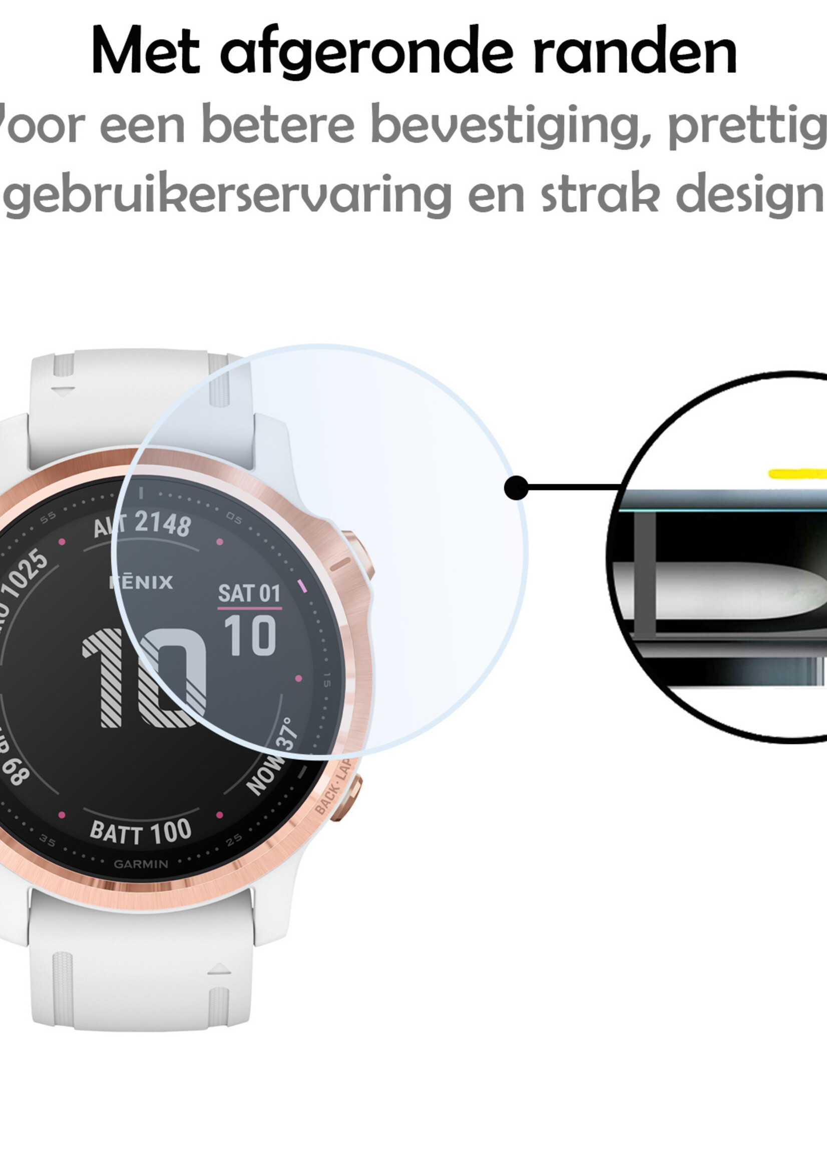 LUQ Screenprotector Geschikt voor Garmin Fenix 6s Pro Screenprotector Bescherm Glas Screen Protector - Screenprotector Geschikt voor Garmin Fenix 6s Pro Gehard Glas