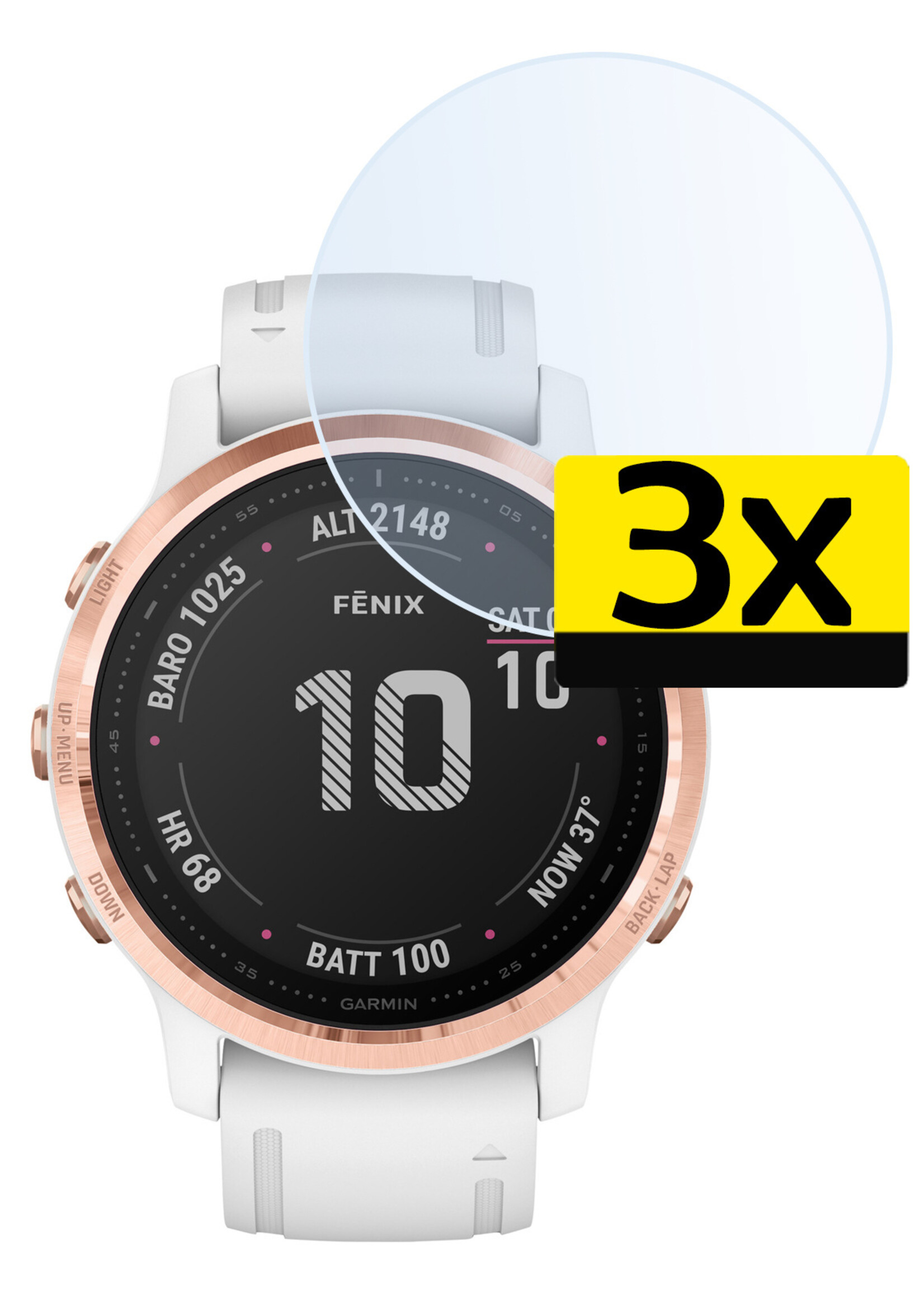 LUQ Screenprotector Geschikt voor Garmin Fenix 6s Pro Screenprotector Bescherm Glas Screen Protector - Screenprotector Geschikt voor Garmin Fenix 6s Pro Gehard Glas - 3 Stuks
