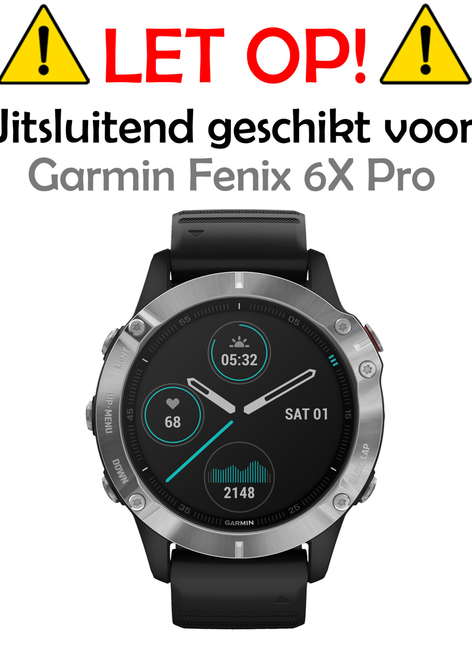 LUQ Screenprotector Geschikt voor Garmin Fenix 6x Pro Screenprotector Bescherm Glas Screen Protector - Screenprotector Geschikt voor Garmin Fenix 6x Pro Gehard Glas - 2 Stuks