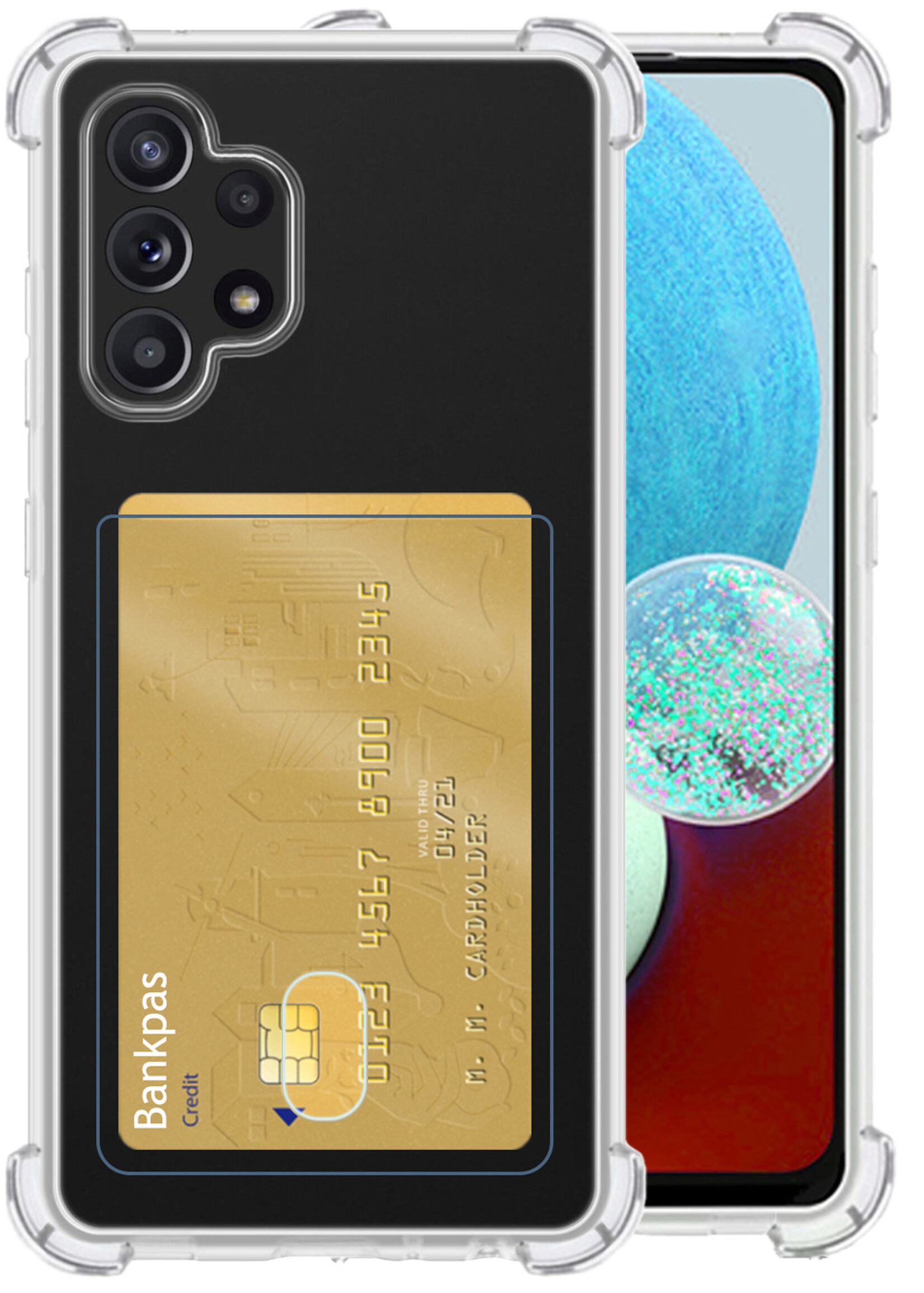 LUQ Hoesje Geschikt voor Samsung A32 4G Hoesje Case Pashouder Cover Siliconen - Hoes Geschikt voor Samsung Galaxy A32 4G Hoesje Met Kaarthouder - Transparant