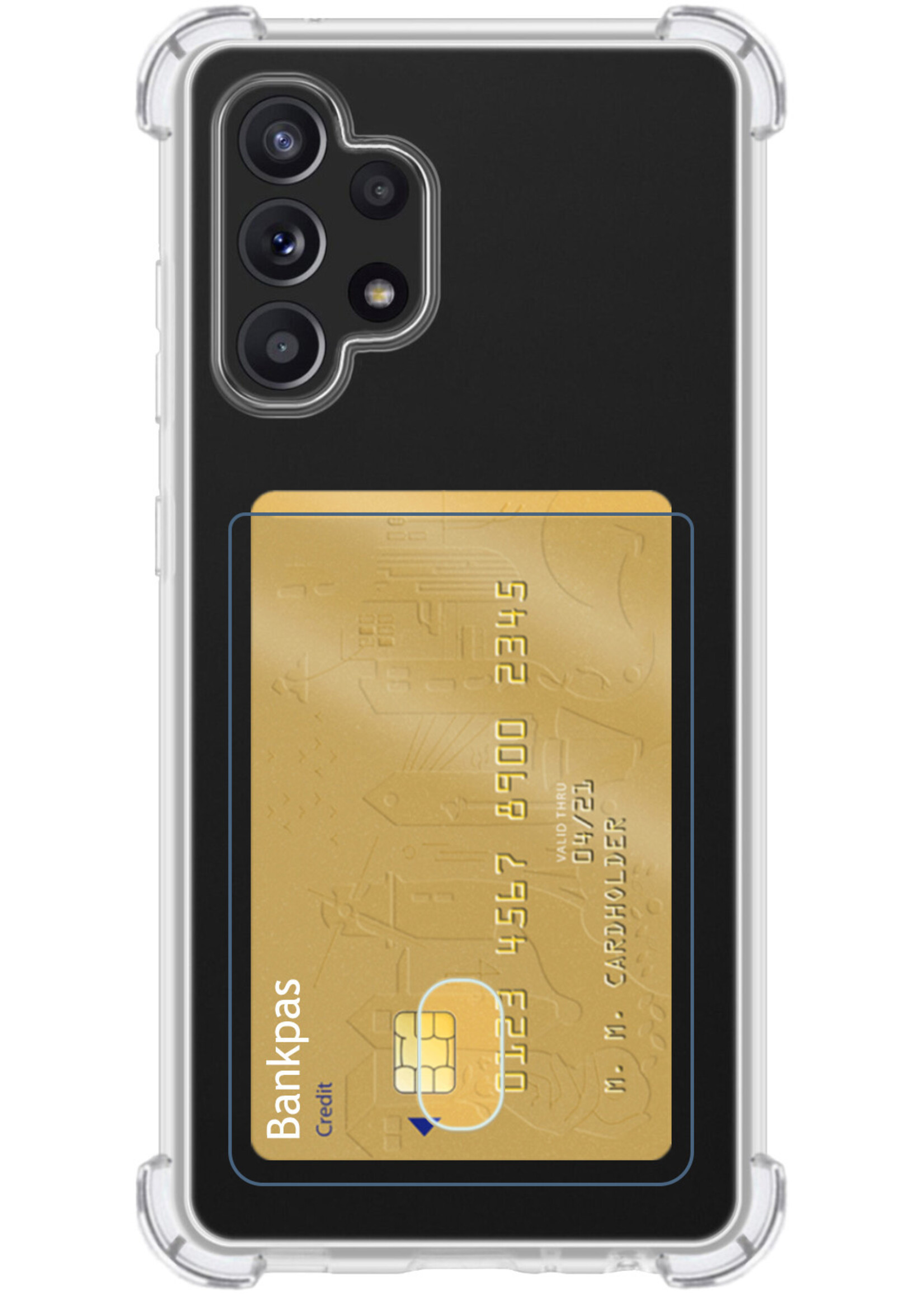 LUQ Hoesje Geschikt voor Samsung A32 4G Hoesje Case Pashouder Cover Siliconen - Hoes Geschikt voor Samsung Galaxy A32 4G Hoesje Met Kaarthouder - Transparant