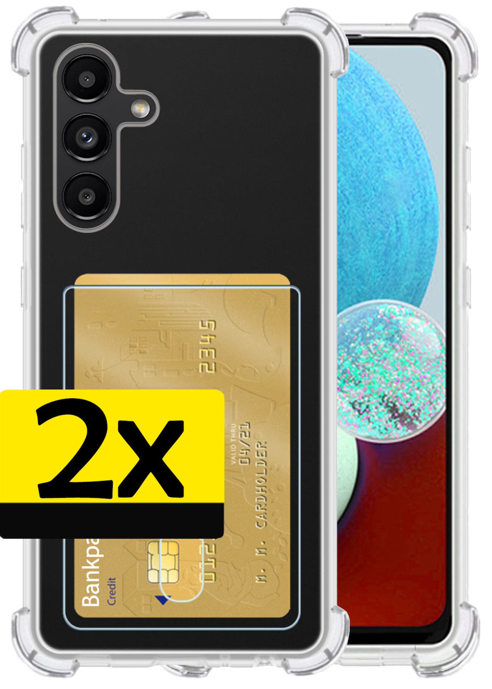 LUQ Hoesje Geschikt voor Samsung A32 4G Hoesje Case Pashouder Cover Siliconen - Hoes Geschikt voor Samsung Galaxy A32 4G Hoesje Met Kaarthouder - Transparant - 2 Stuks