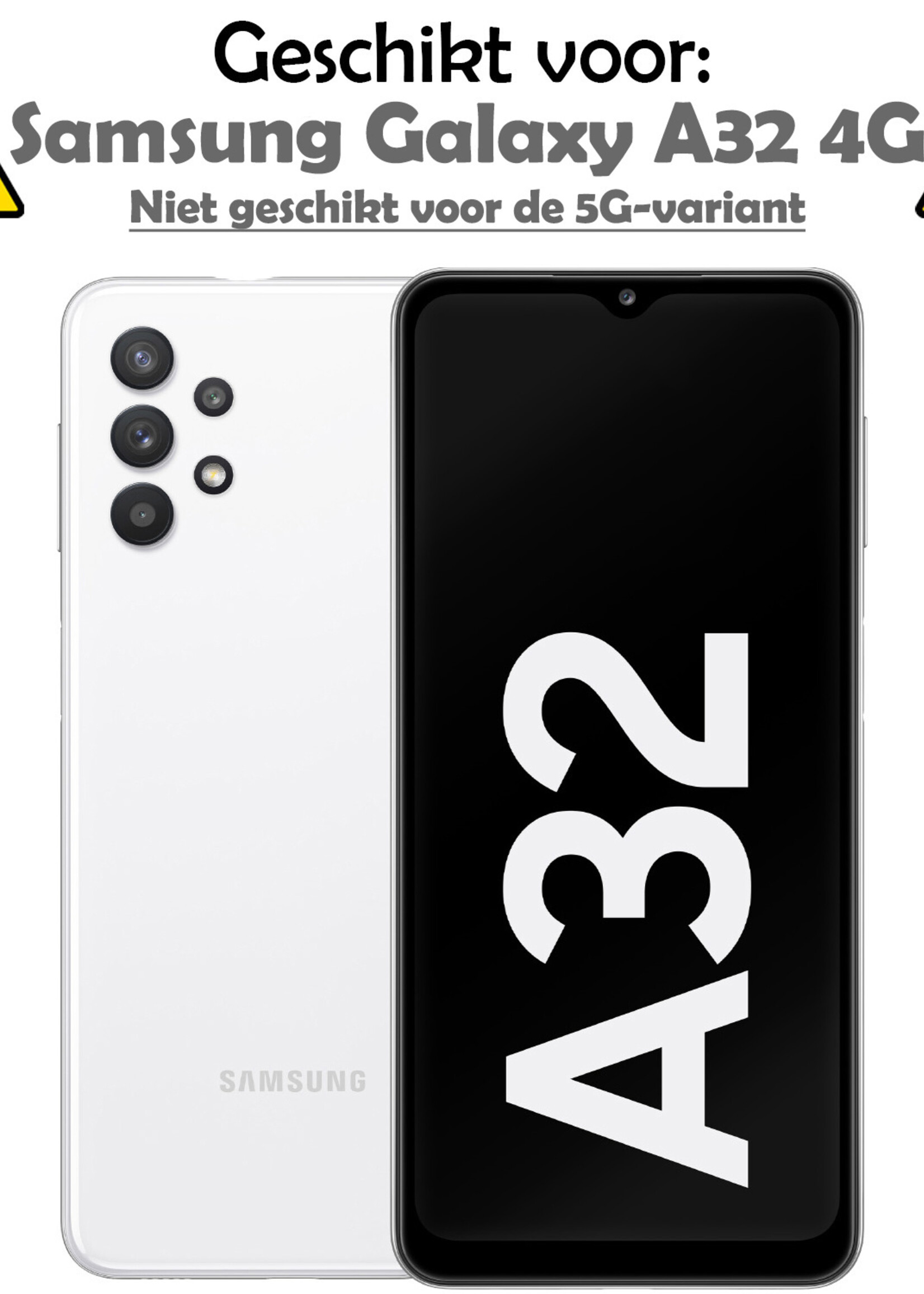 Hoesje Geschikt voor Samsung A32 4G Hoesje Case Pashouder Cover Siliconen - Hoes Geschikt voor Samsung Galaxy A32 4G Hoesje Met Kaarthouder - Transparant - 2 Stuks